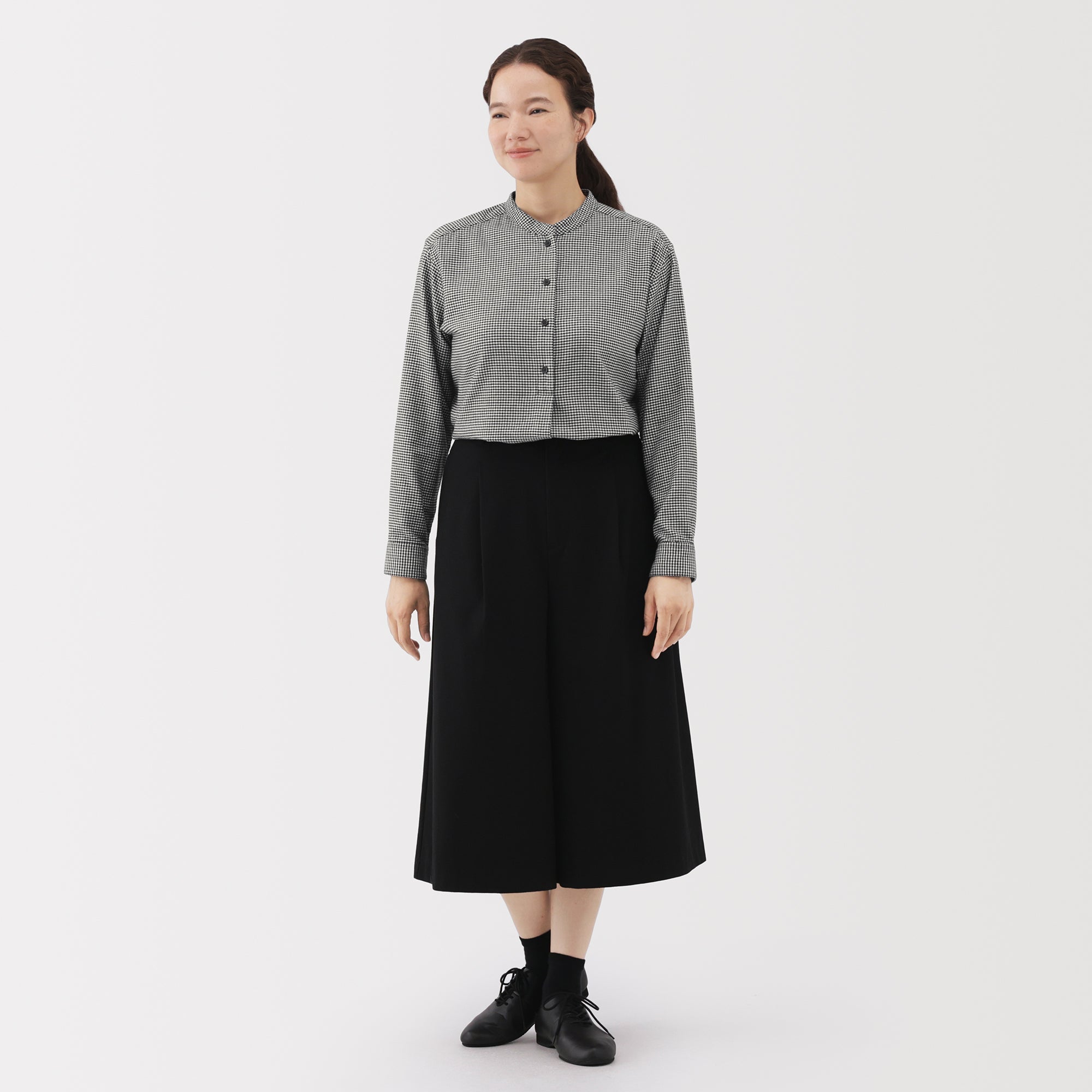 Flannel Stand Collar Blouse