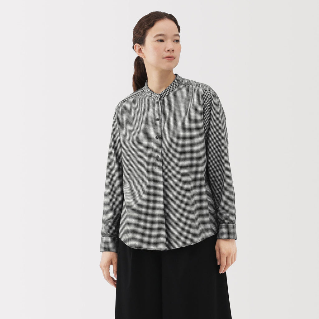 Flannel Stand Collar Blouse