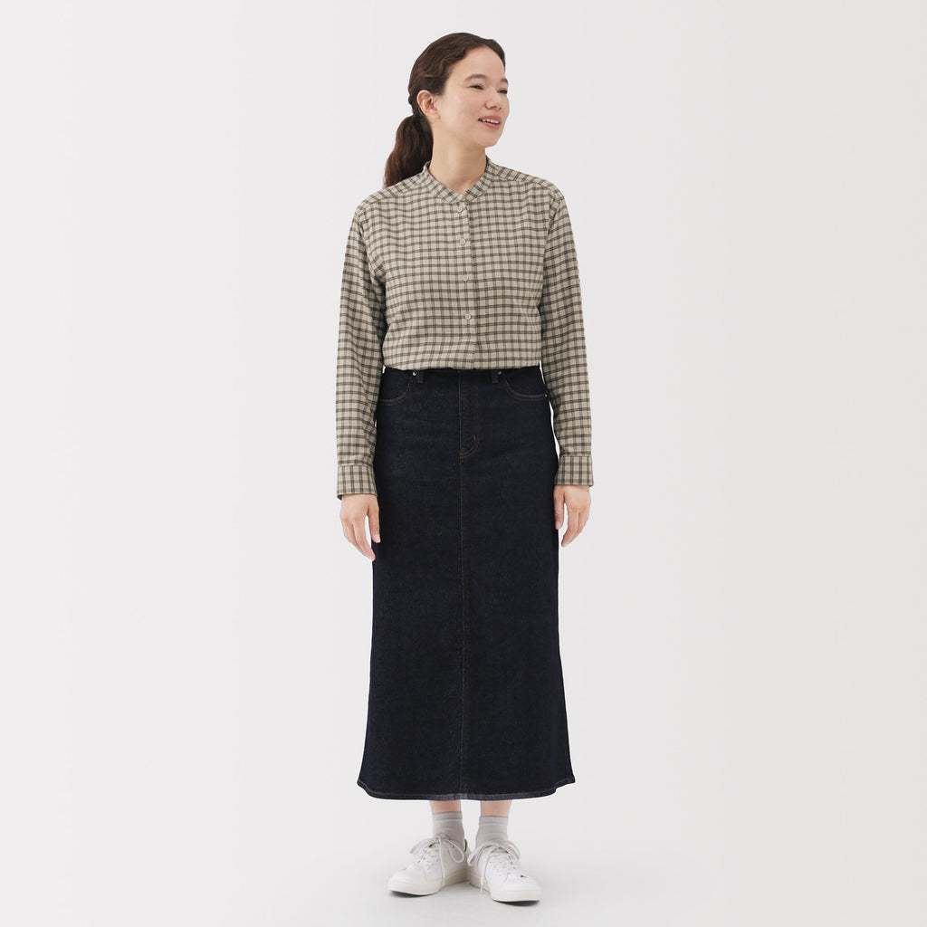 Flannel Stand Collar Blouse