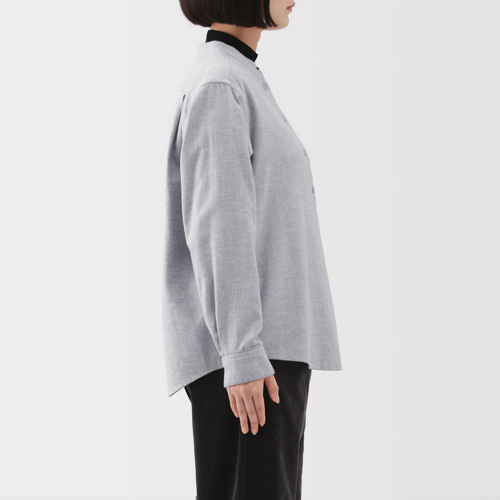 Flannel Stand Collar Blouse