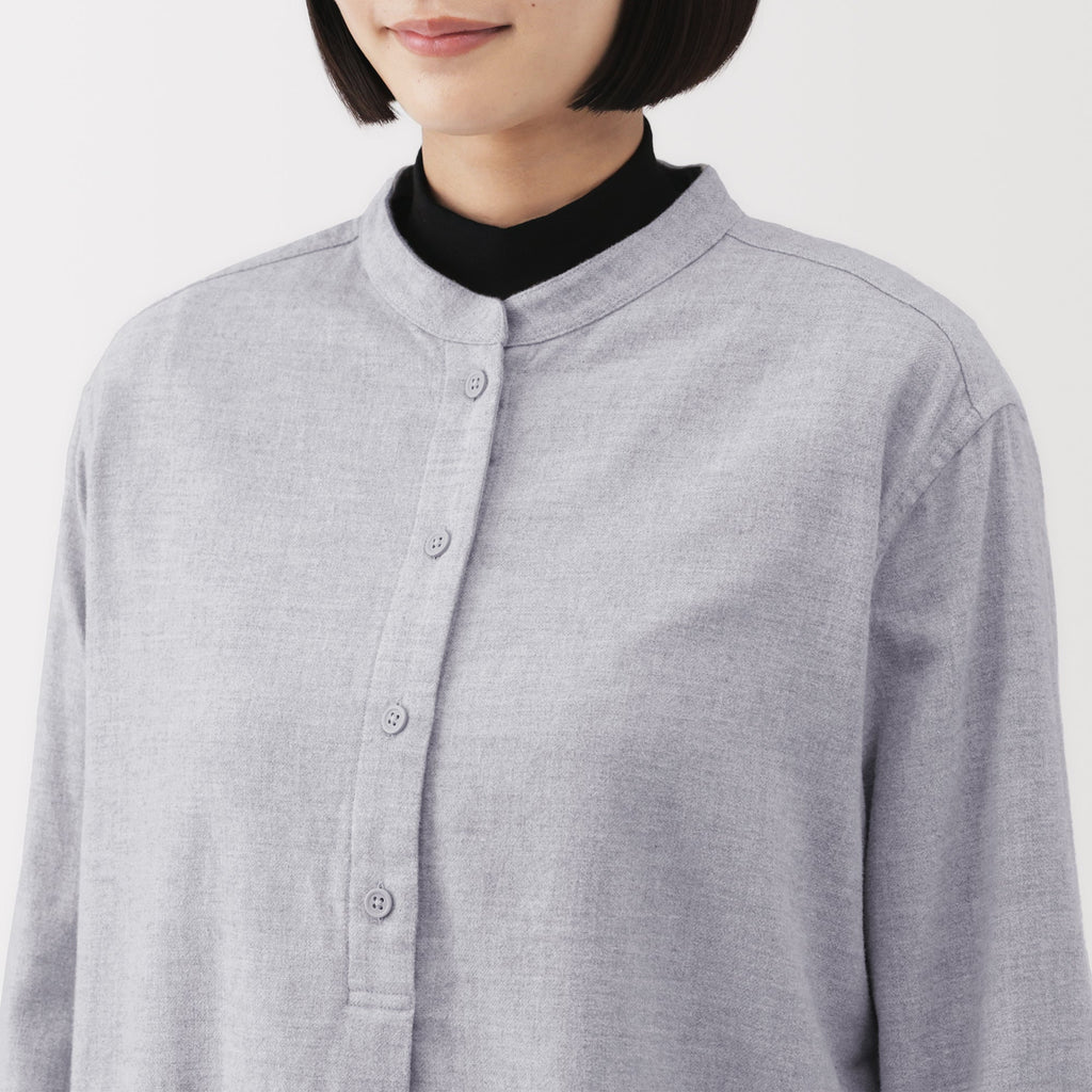 Flannel Stand Collar Blouse