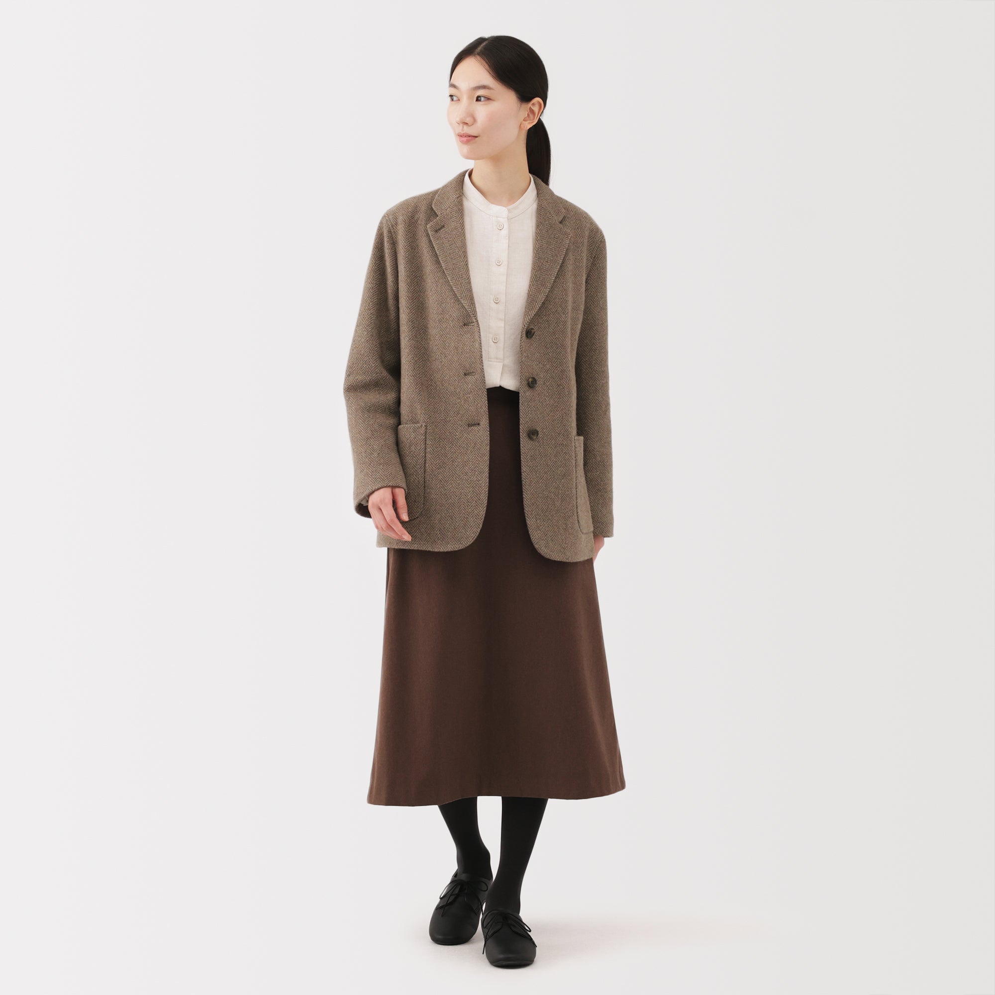 Reclaimed Wool Blend Tweed Jacket