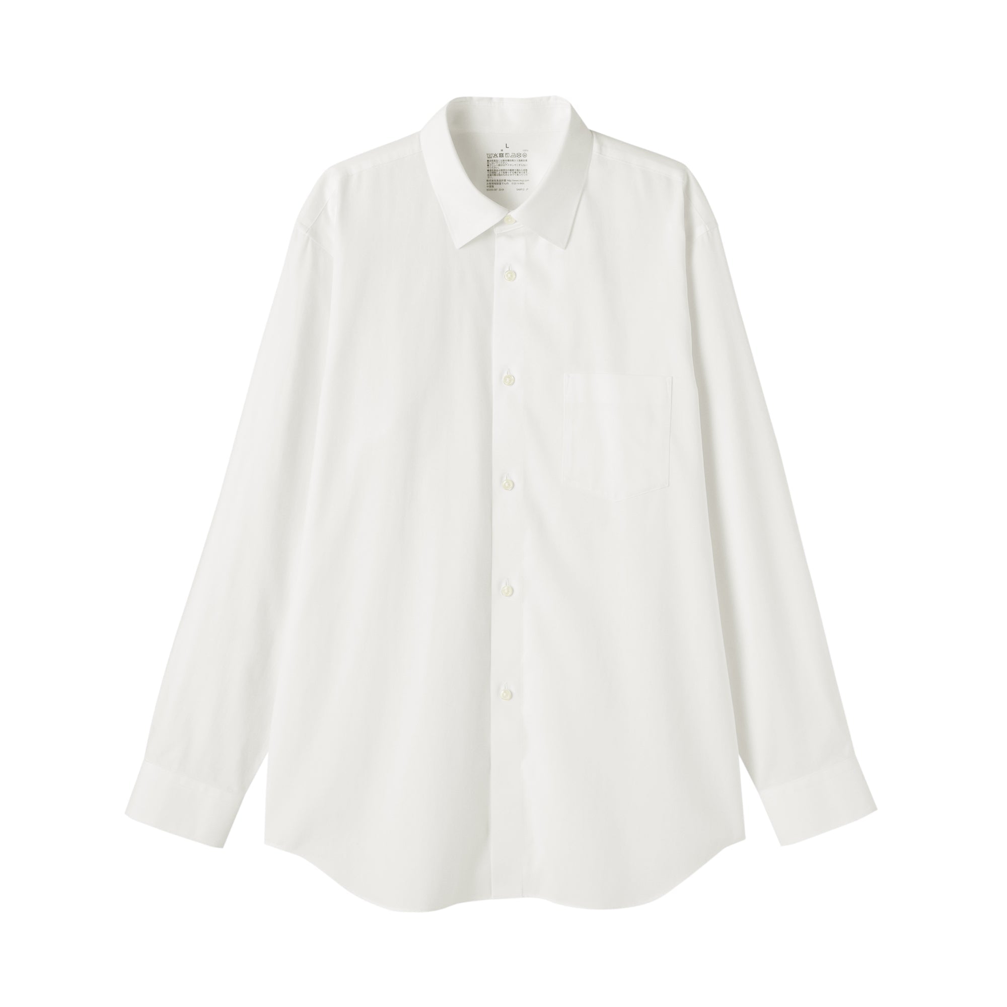 Cotton Semi-Spread Collar Shirt