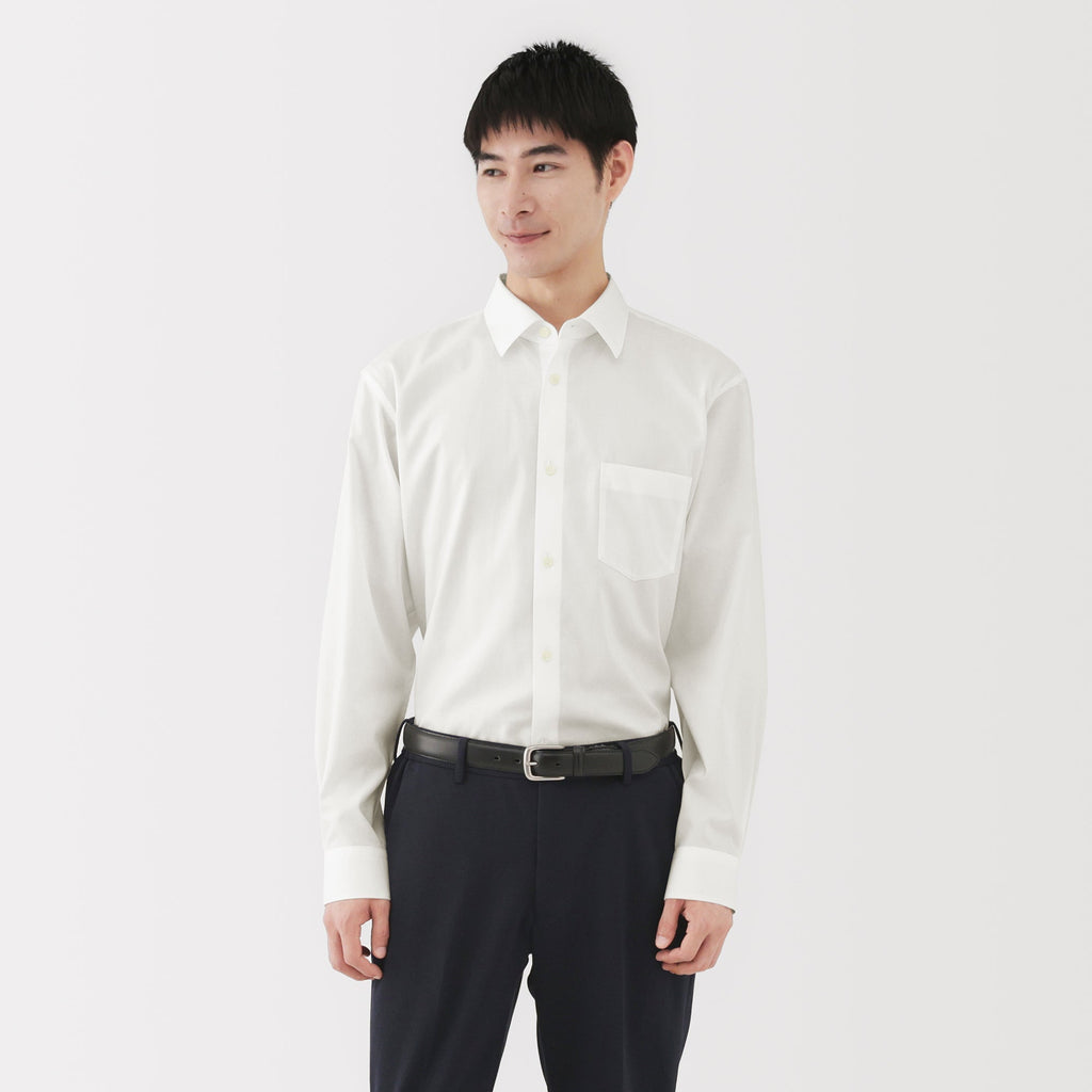 Cotton Semi-Spread Collar Shirt
