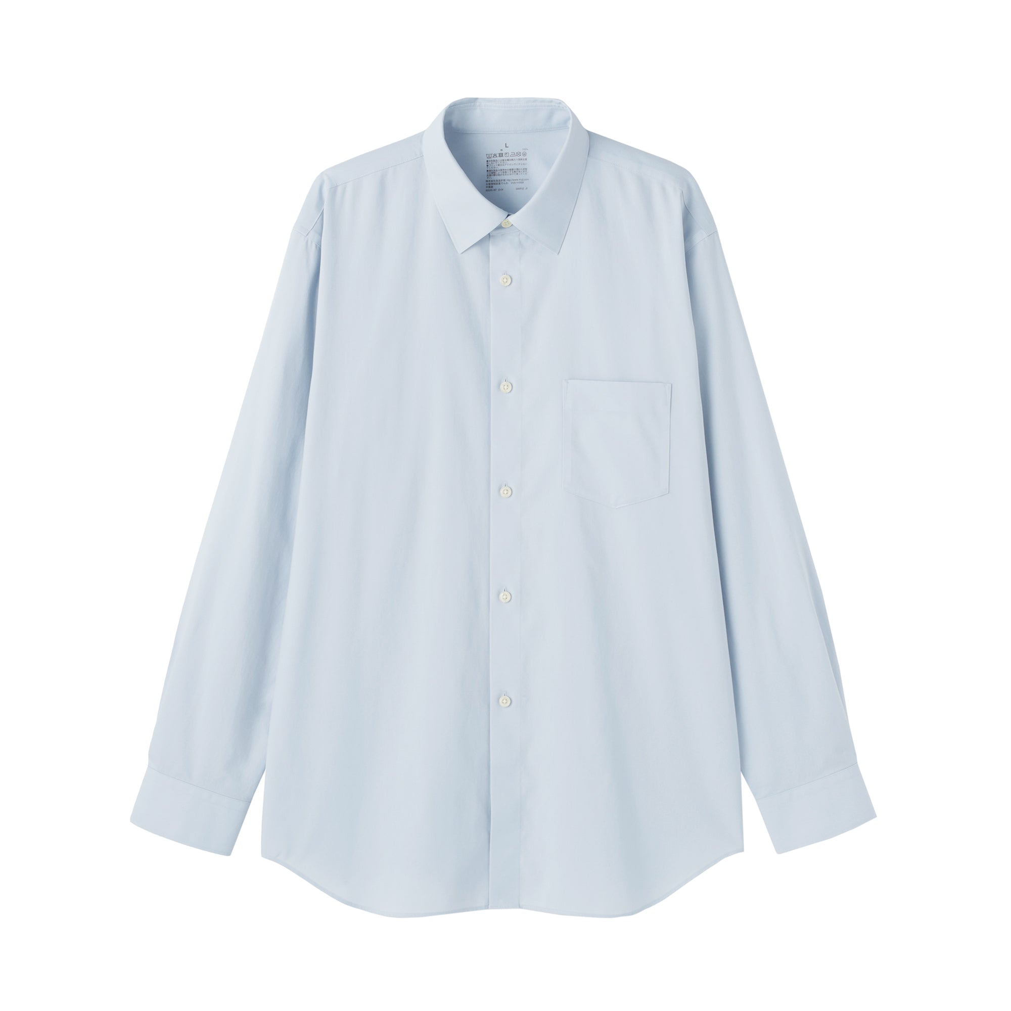 Cotton Semi-Spread Collar Shirt