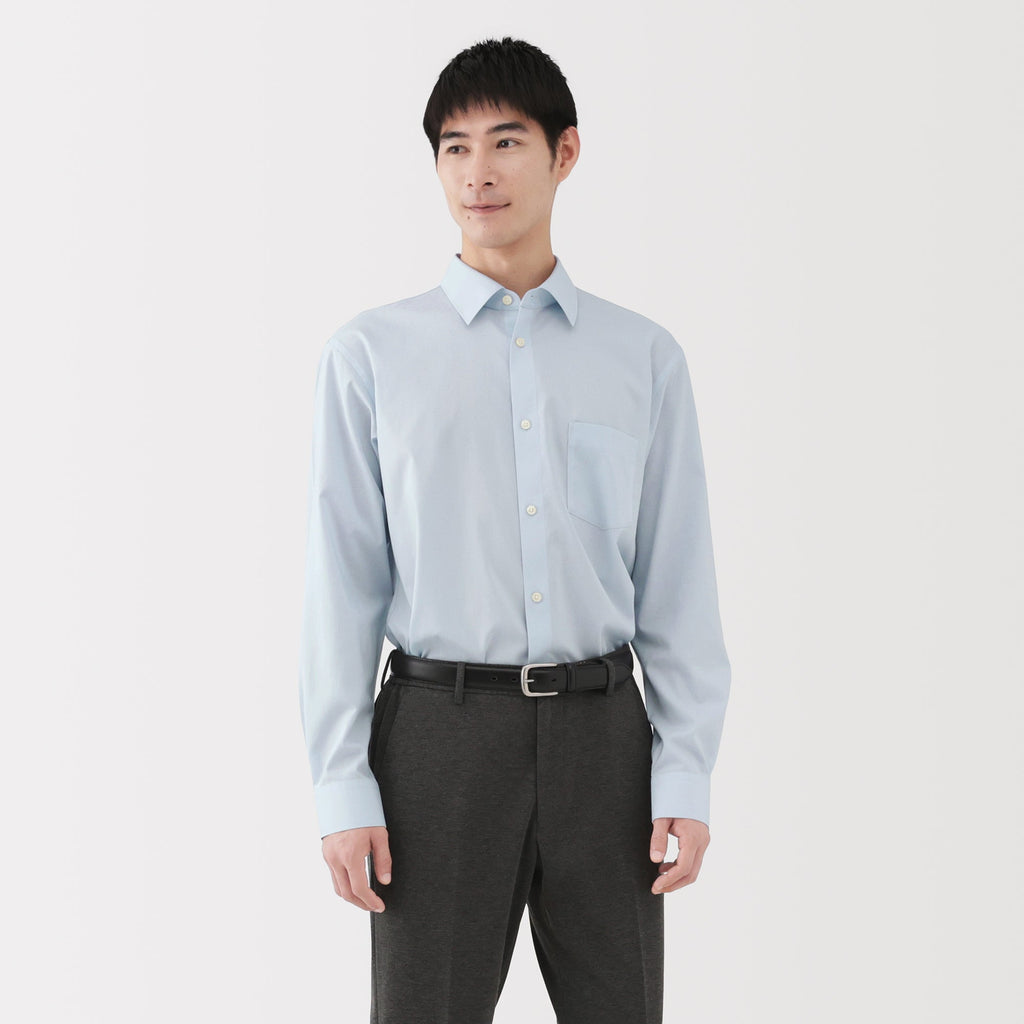 Cotton Semi-Spread Collar Shirt