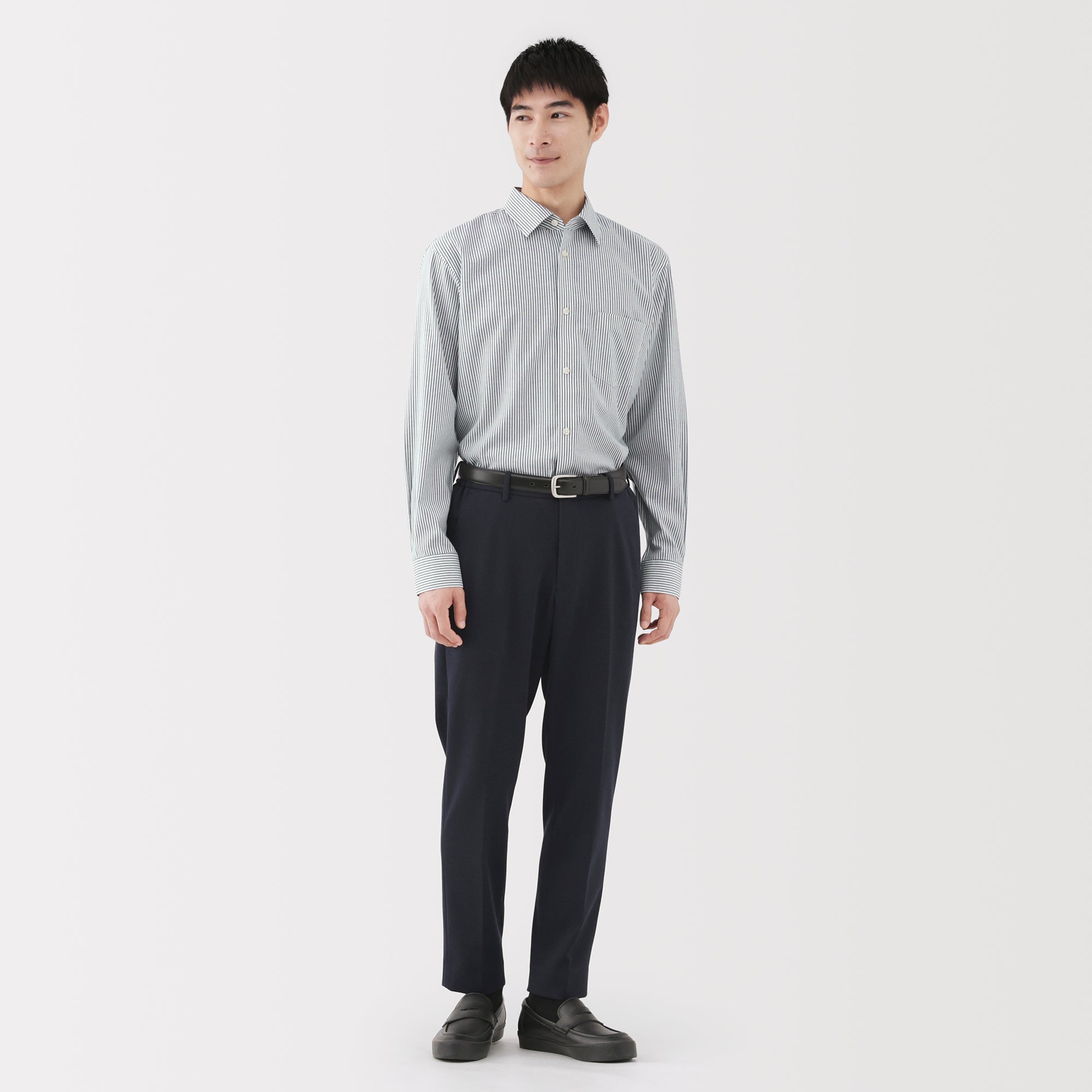 Cotton Semi-Spread Collar Shirt