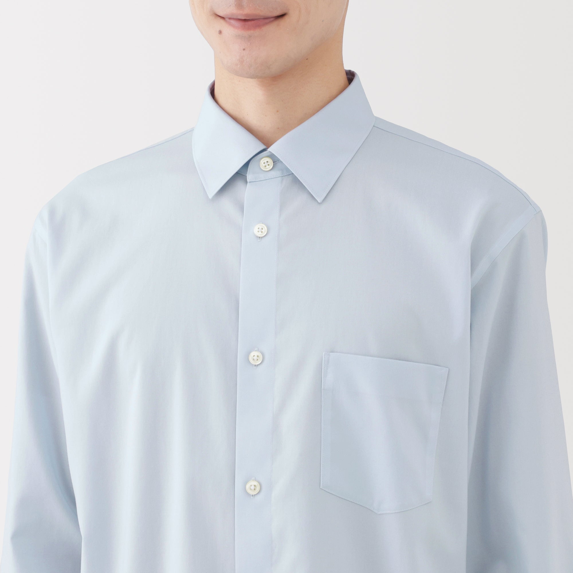 Cotton Semi-Spread Collar Shirt