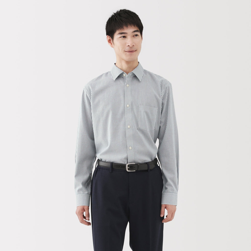 Cotton Semi-Spread Collar Shirt