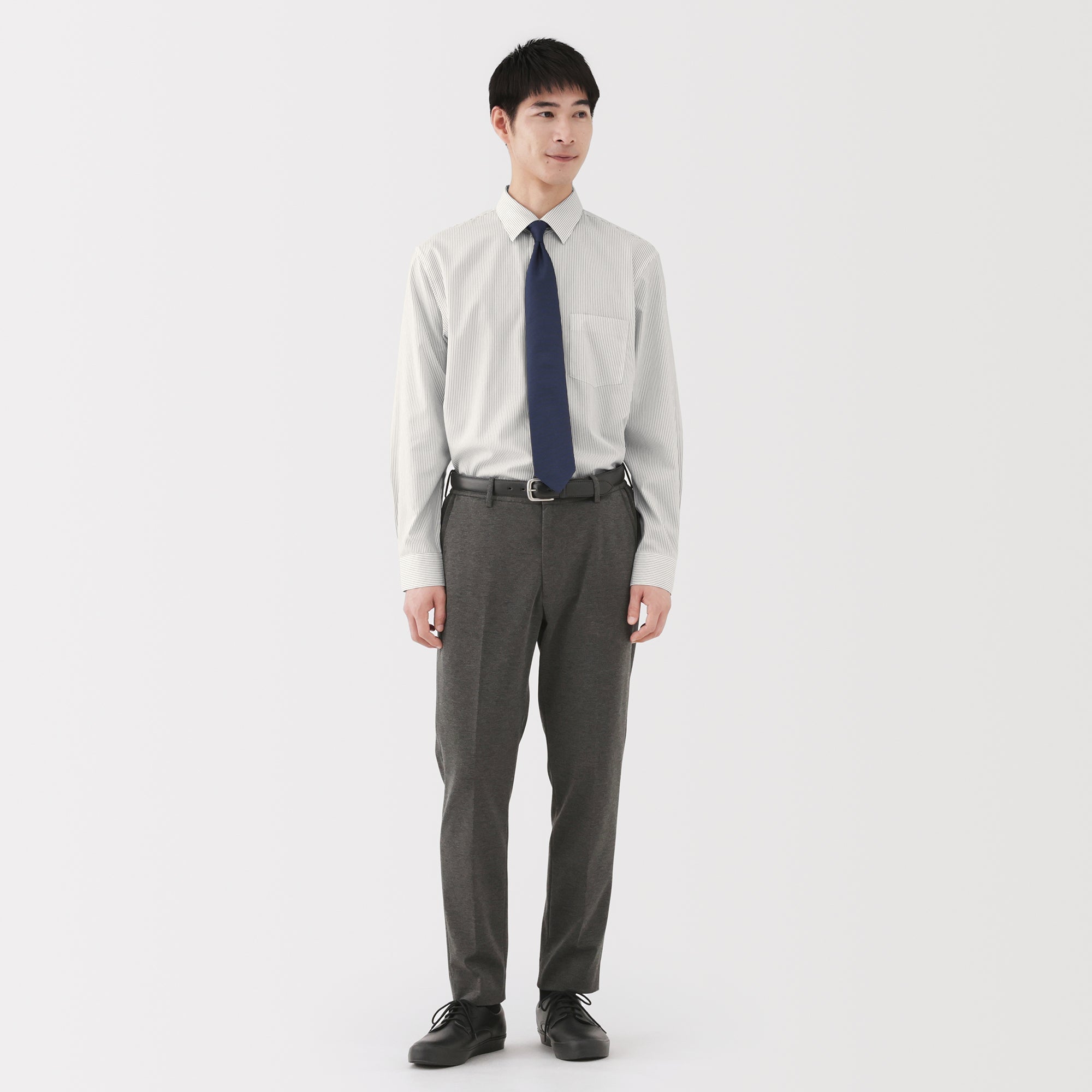 Cotton Semi-Spread Collar Shirt