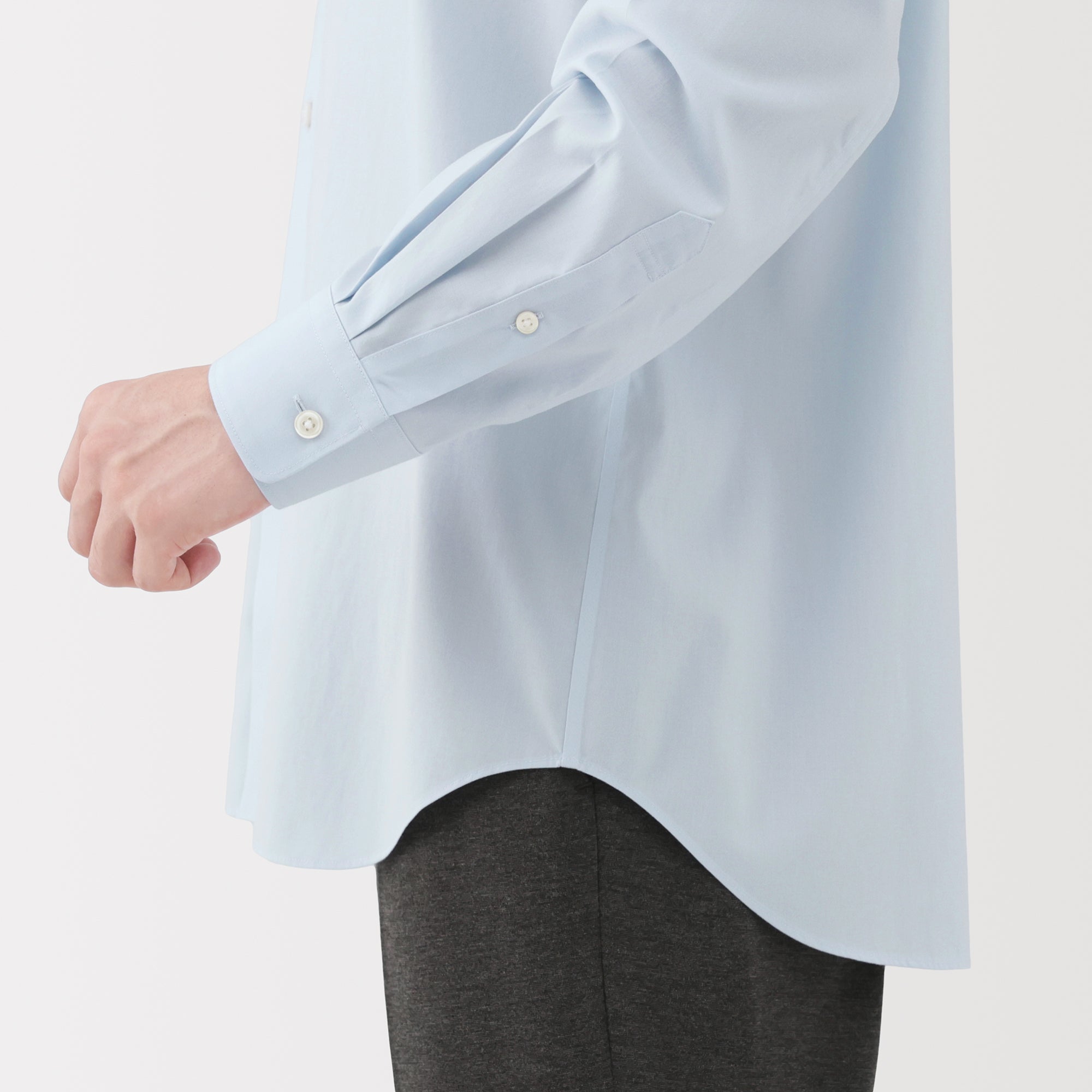 Cotton Semi-Spread Collar Shirt