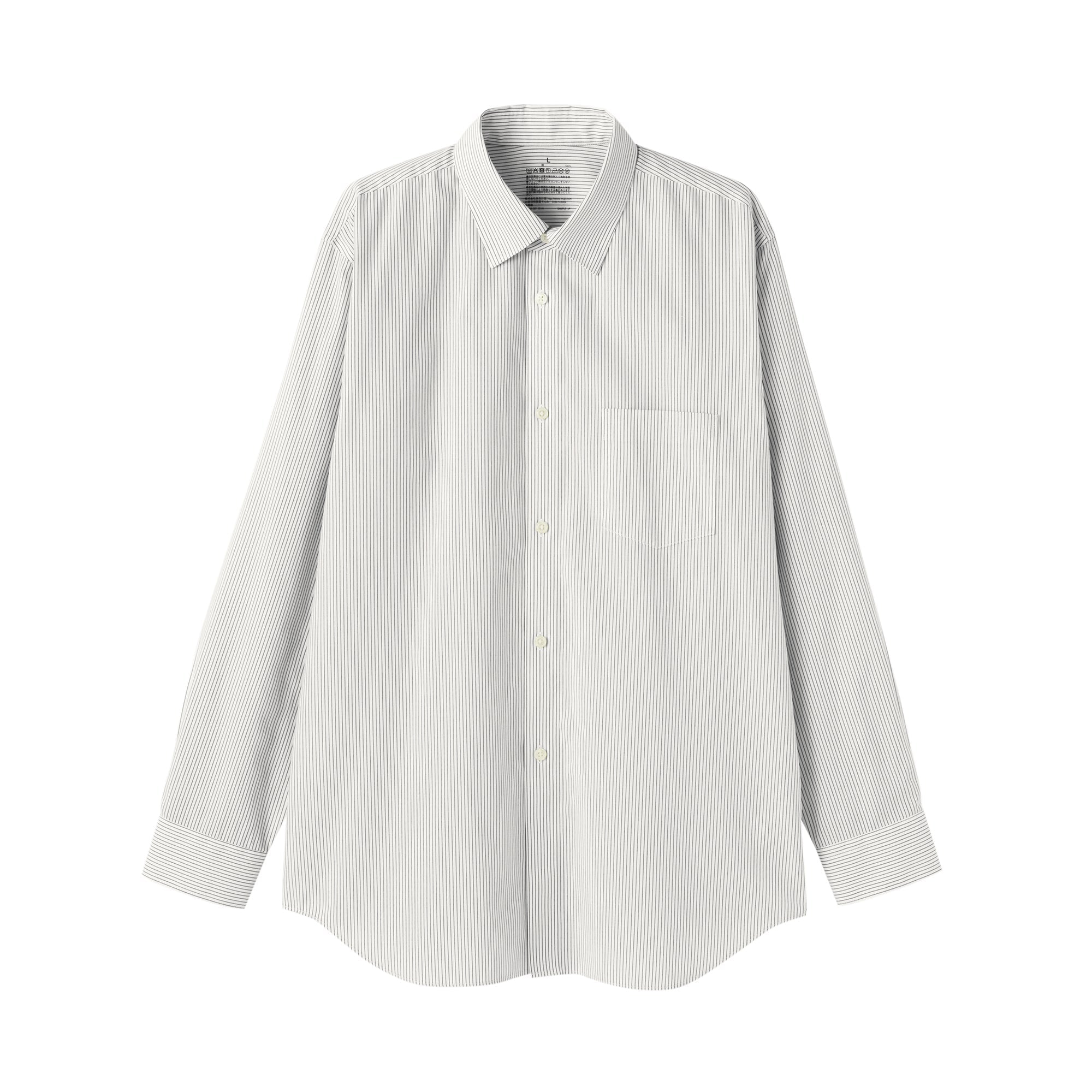 Cotton Semi-Spread Collar Shirt