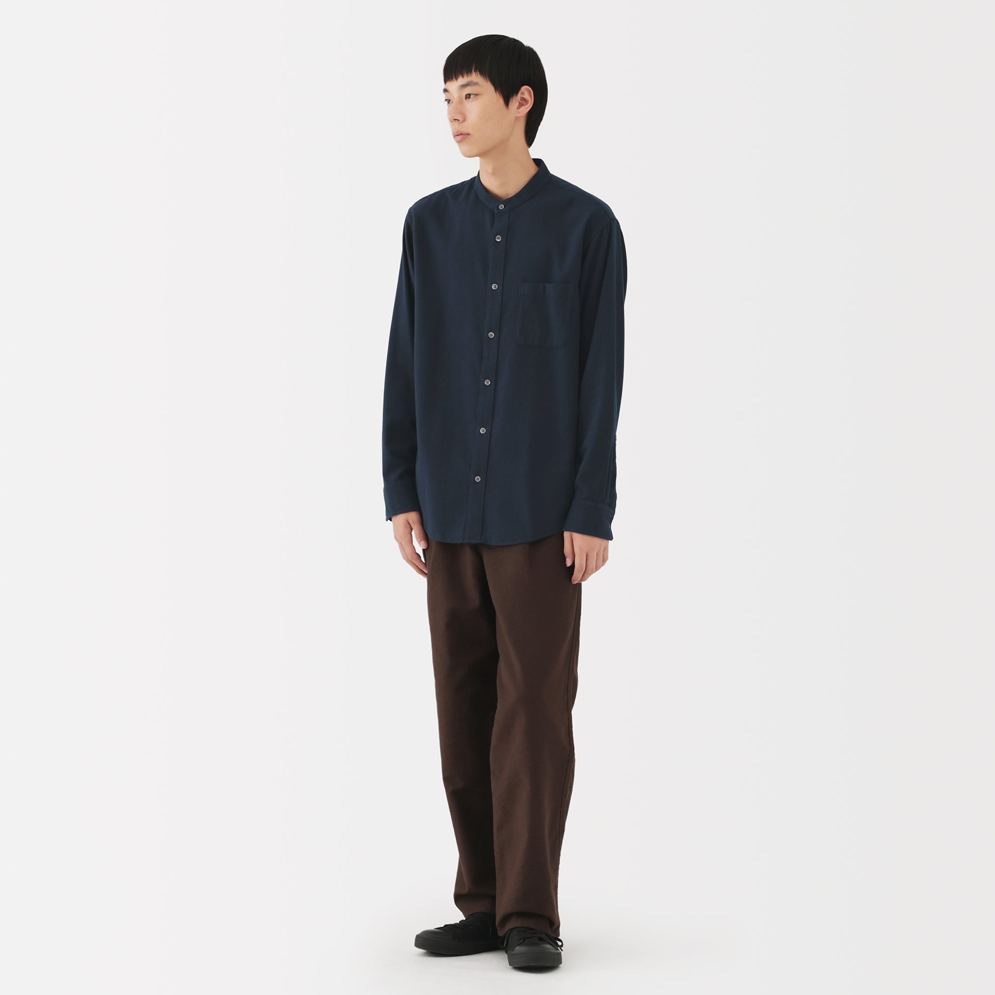 Flannel Stand Collar Shirt