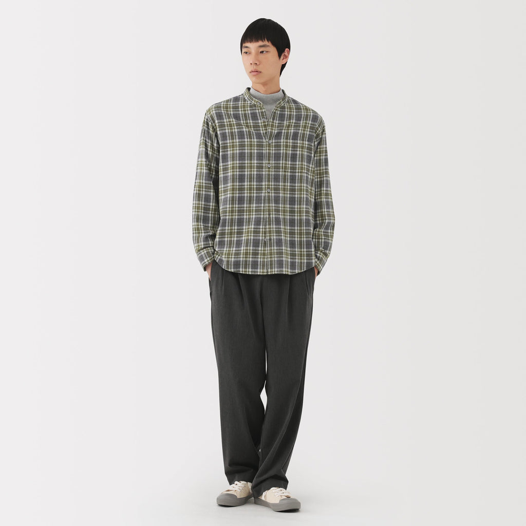 Flannel Stand Collar Shirt