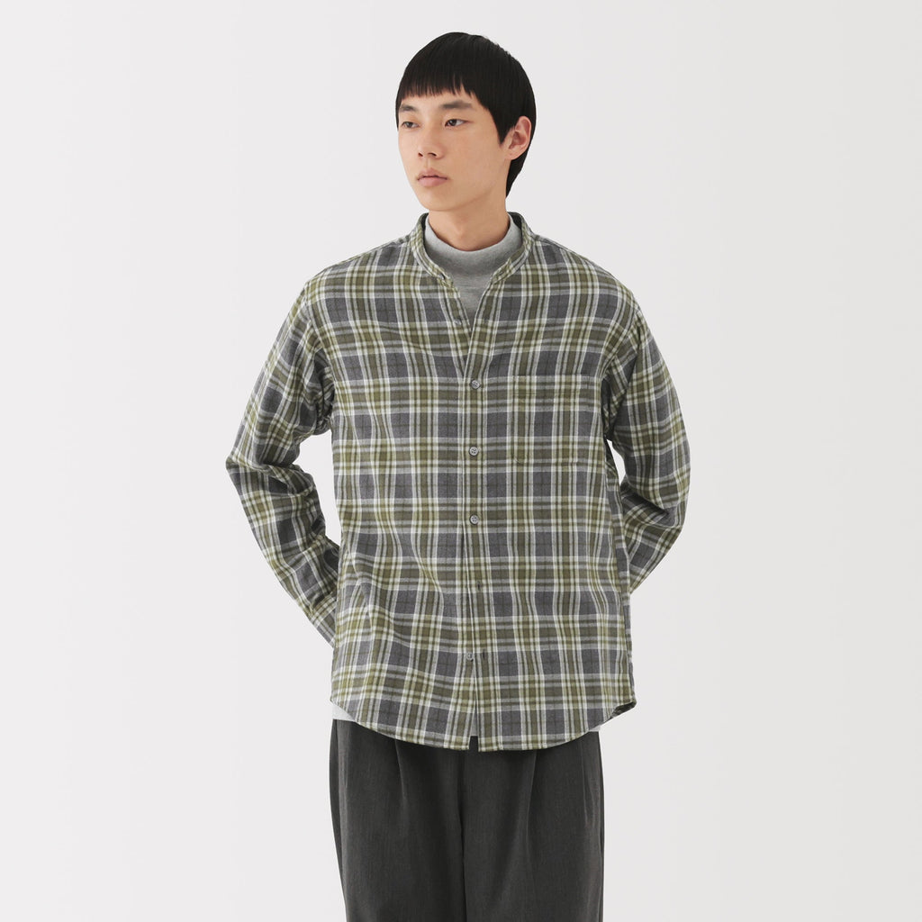 Flannel Stand Collar Shirt