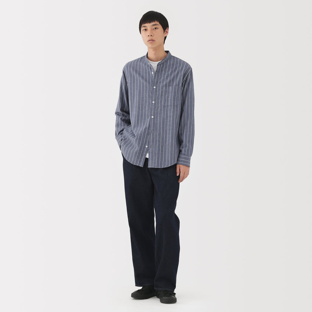 Flannel Stand Collar Shirt