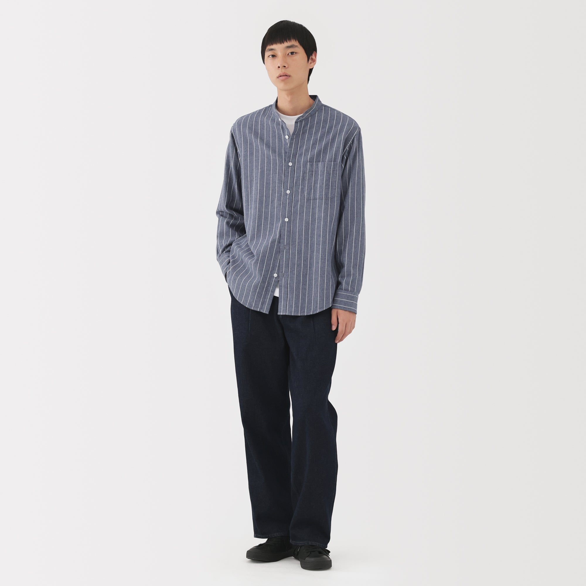Flannel Stand Collar Shirt