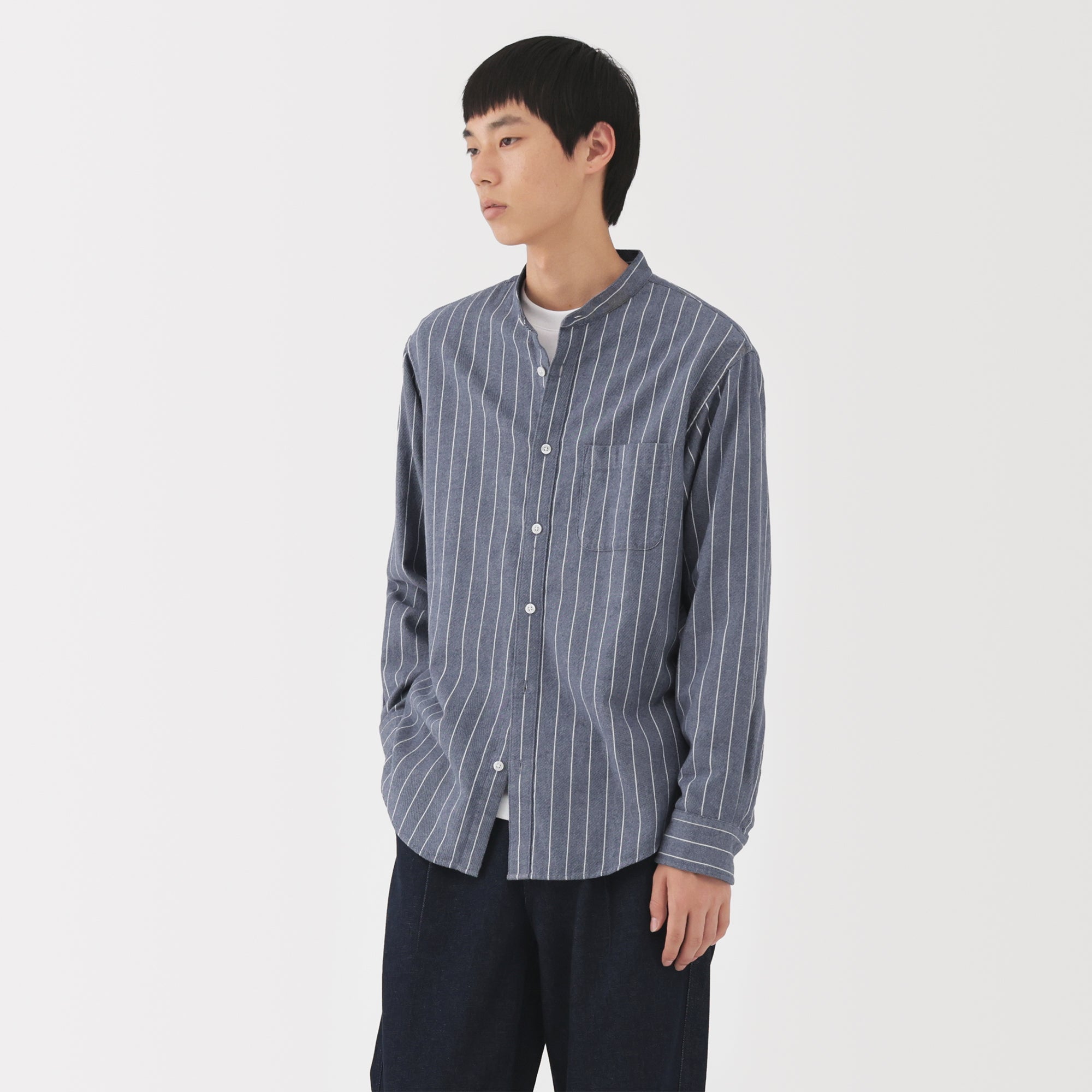 Flannel Stand Collar Shirt