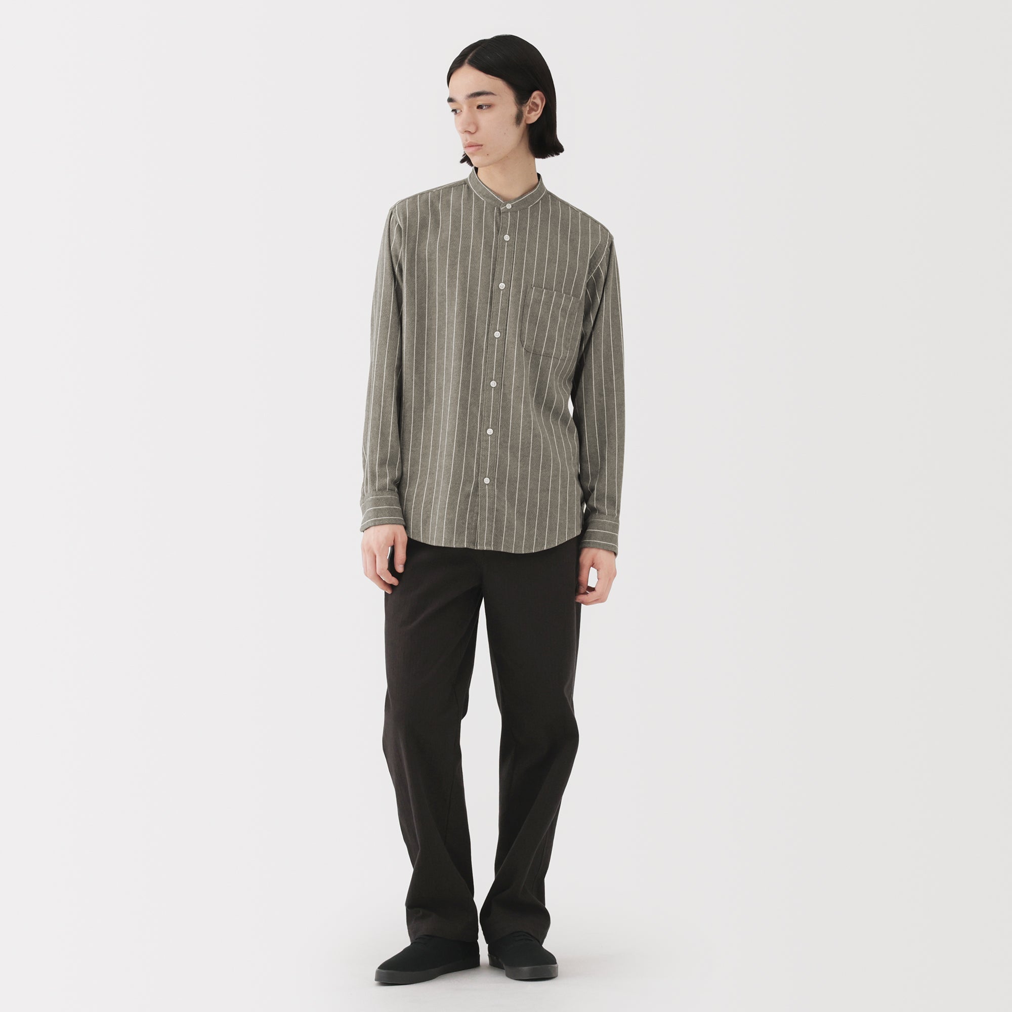 Flannel Stand Collar Shirt