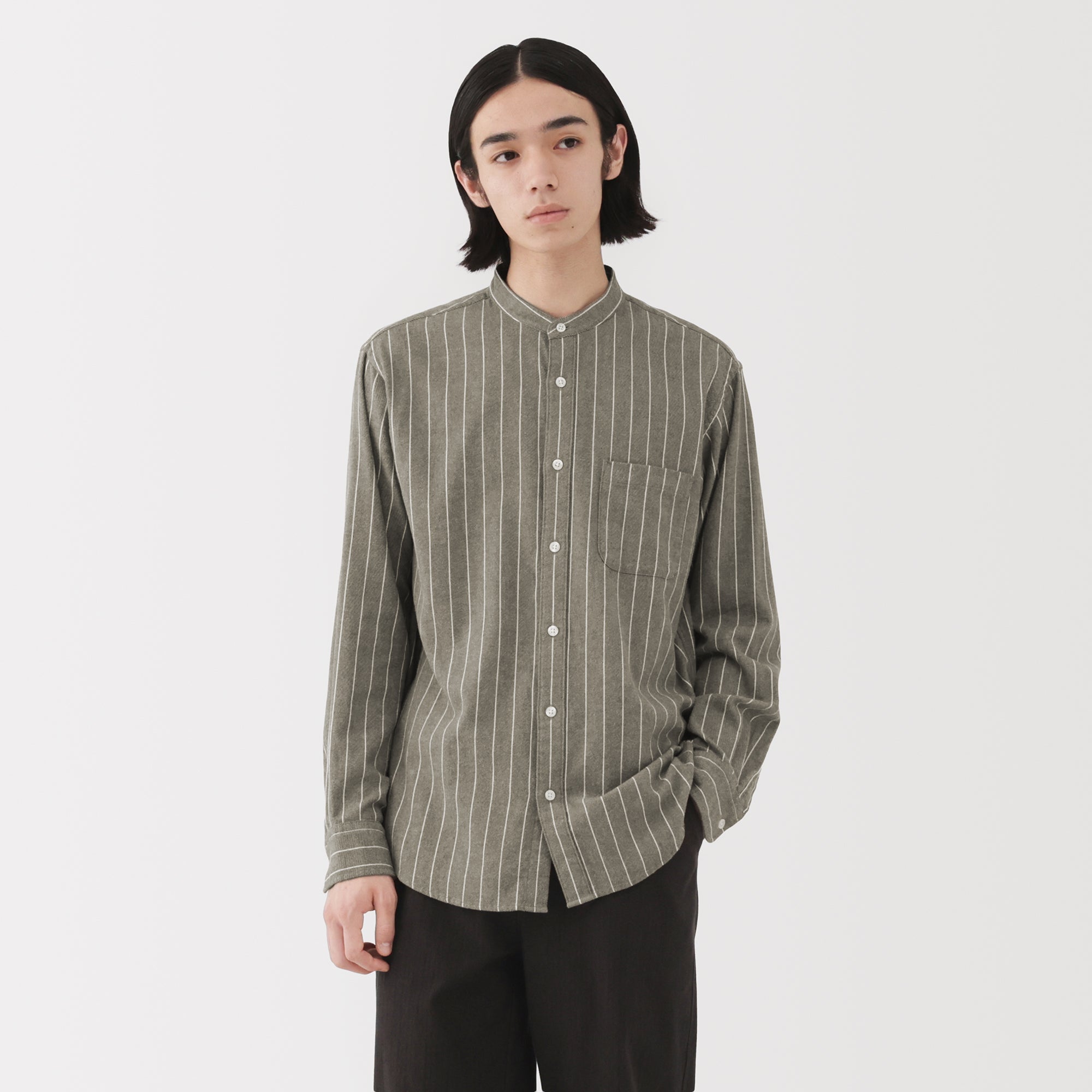 Flannel Stand Collar Shirt
