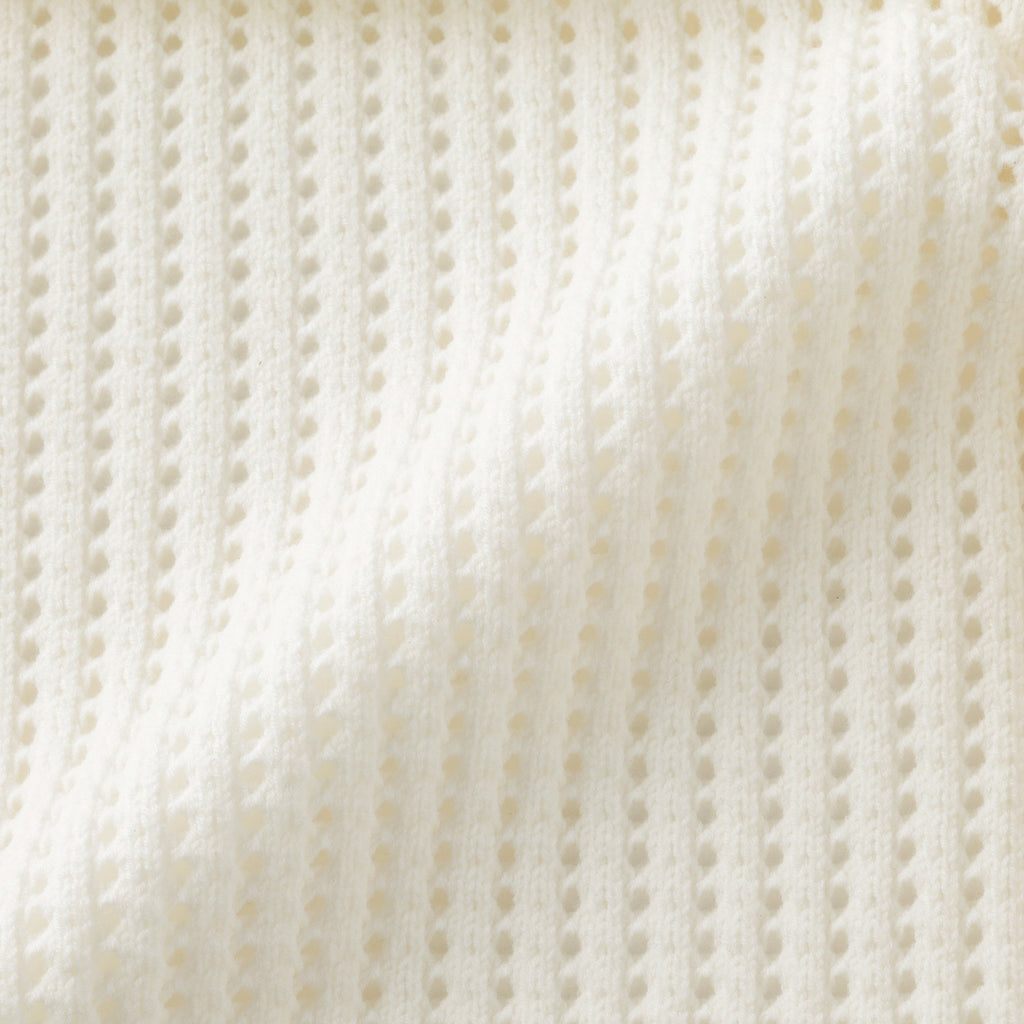 Cotton Blend Mesh Polo Cardigan