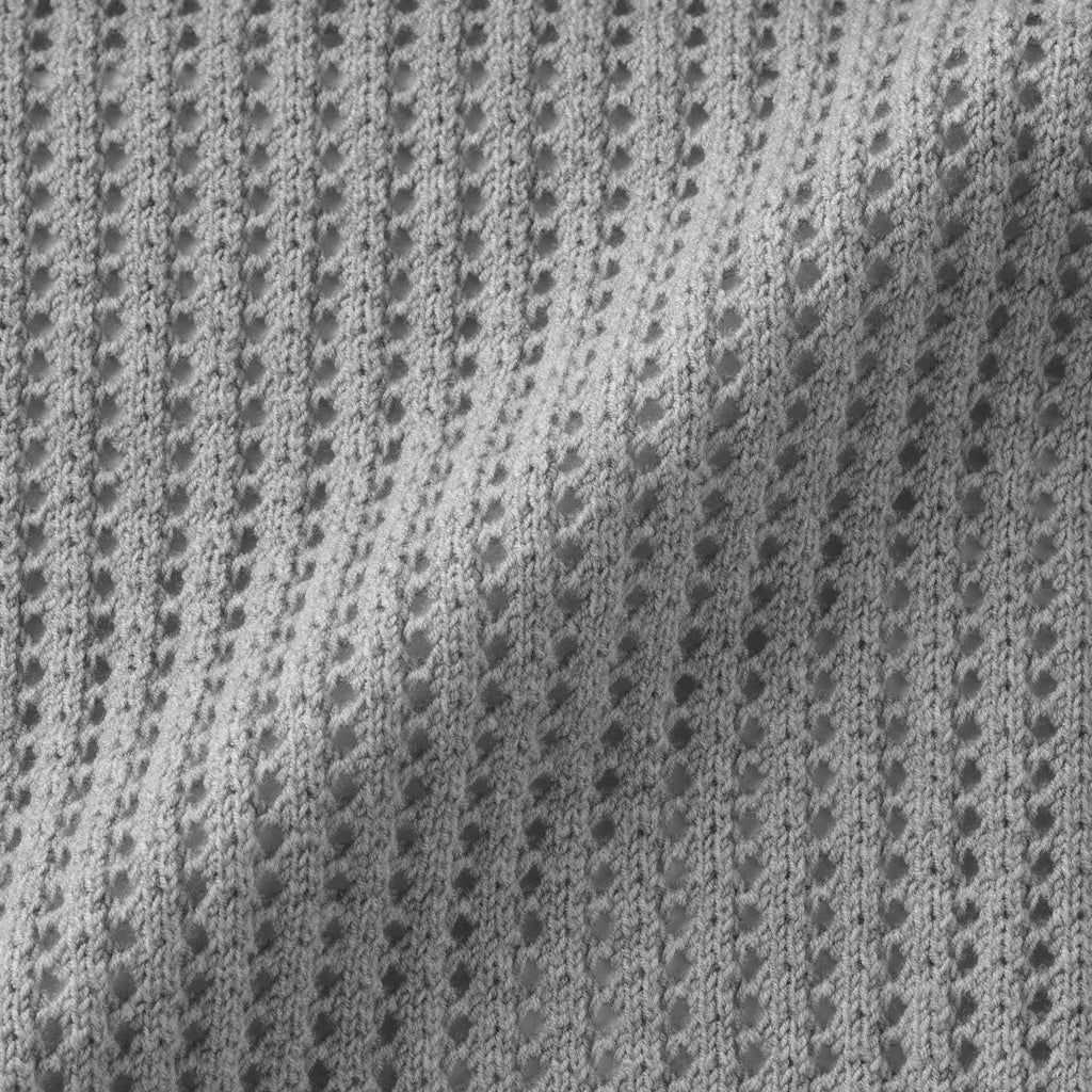 Cotton Blend Mesh Polo Cardigan