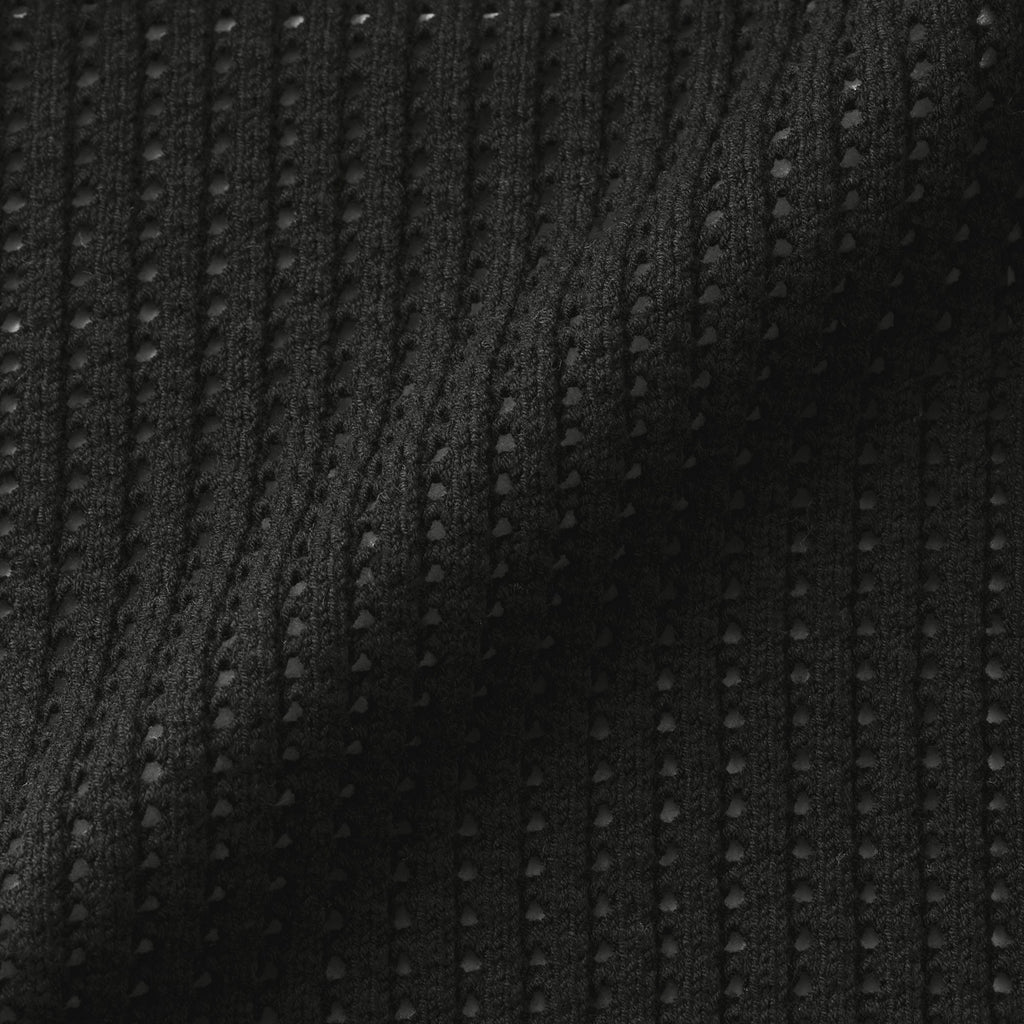 Cotton Blend Mesh Polo Cardigan