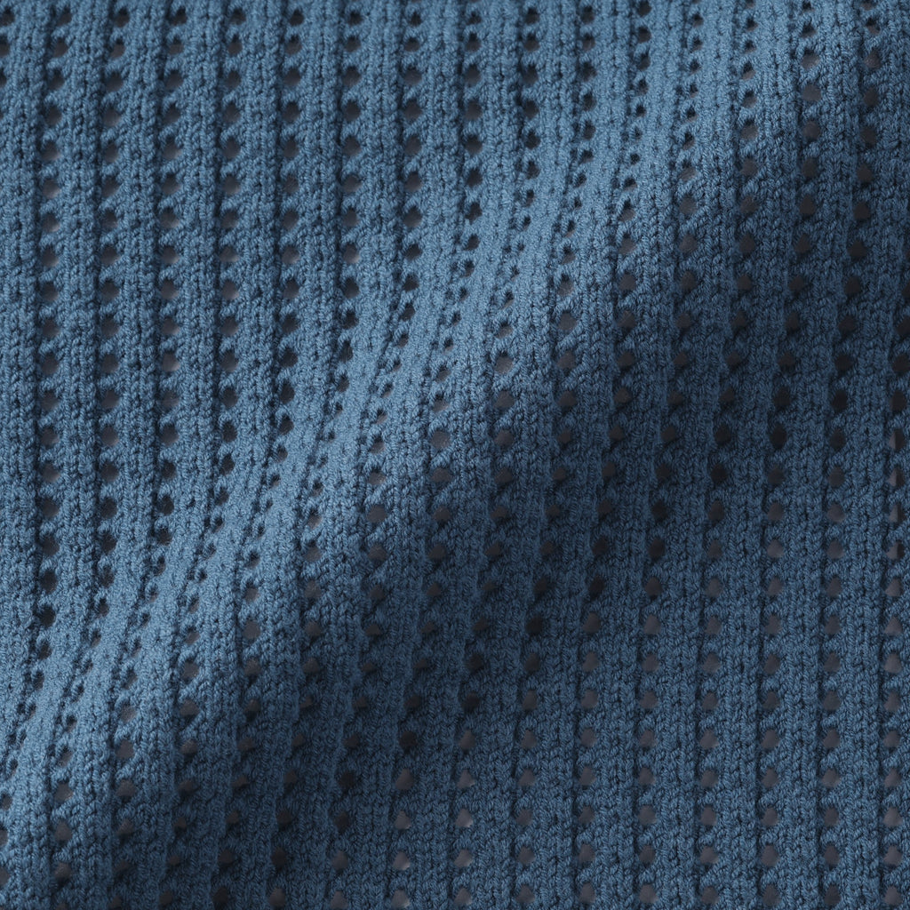 Cotton Blend Mesh Polo Cardigan