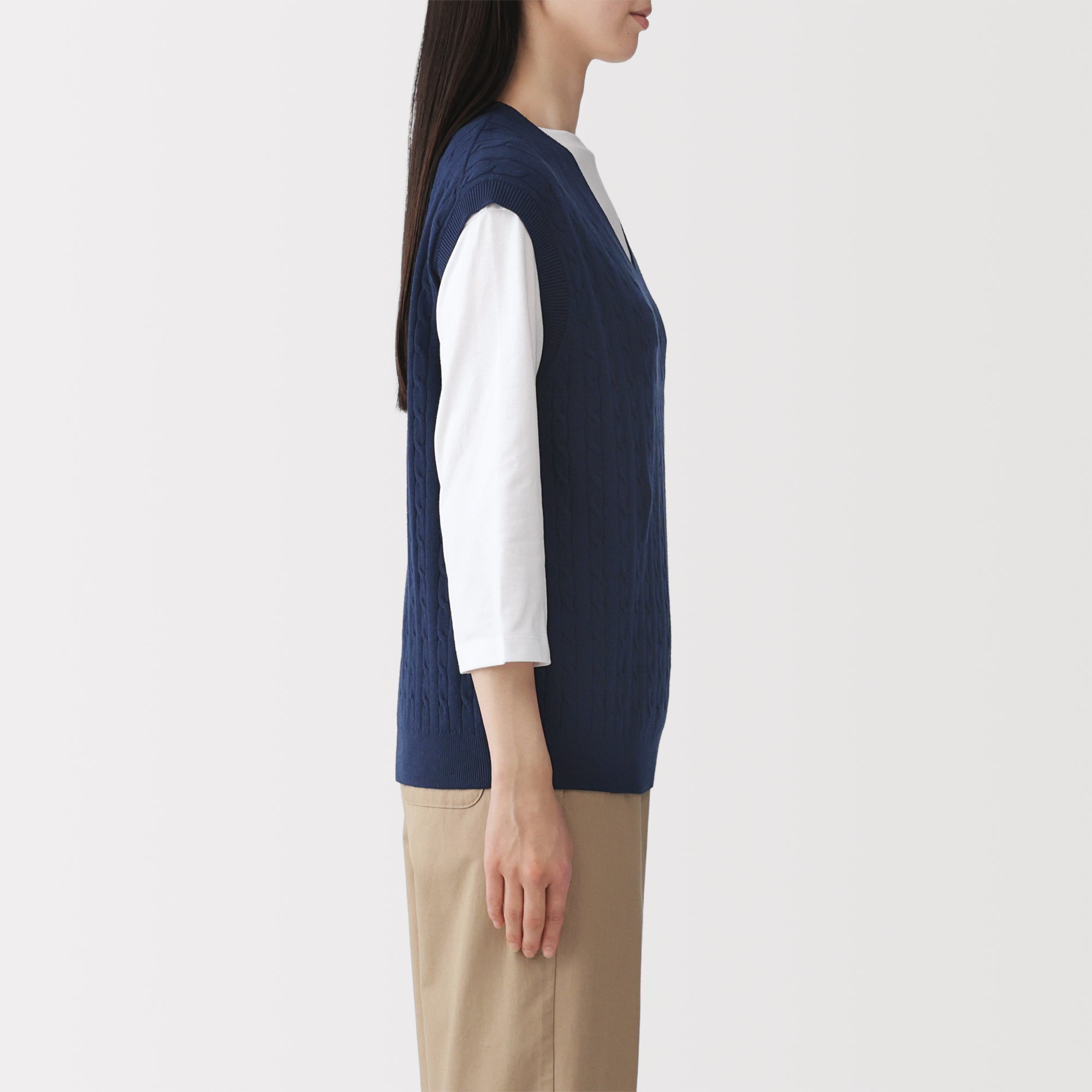 Cotton Blend Cable Vest