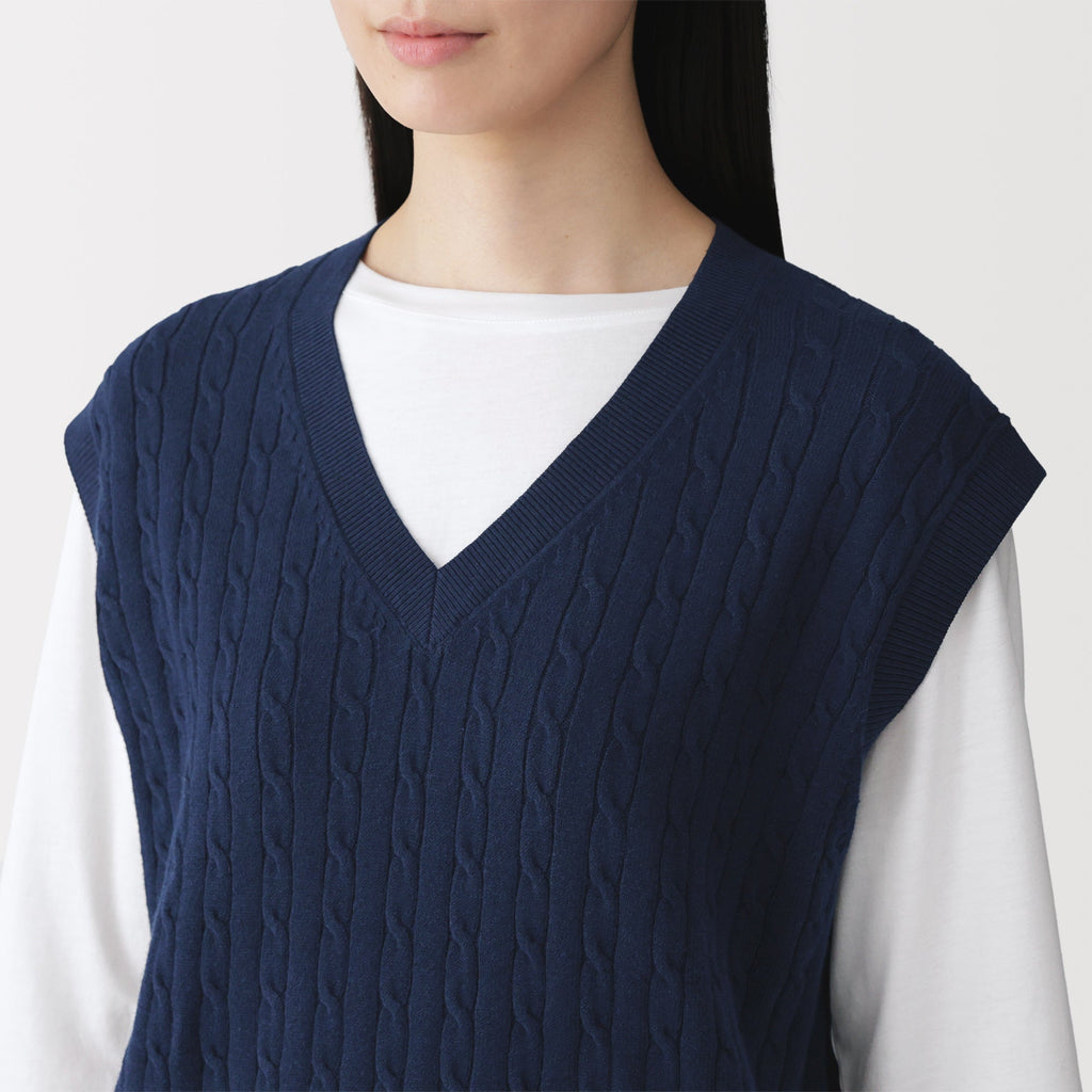 Cotton Blend Cable Vest