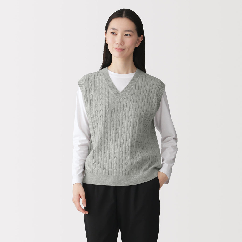 Cotton Blend Cable Vest