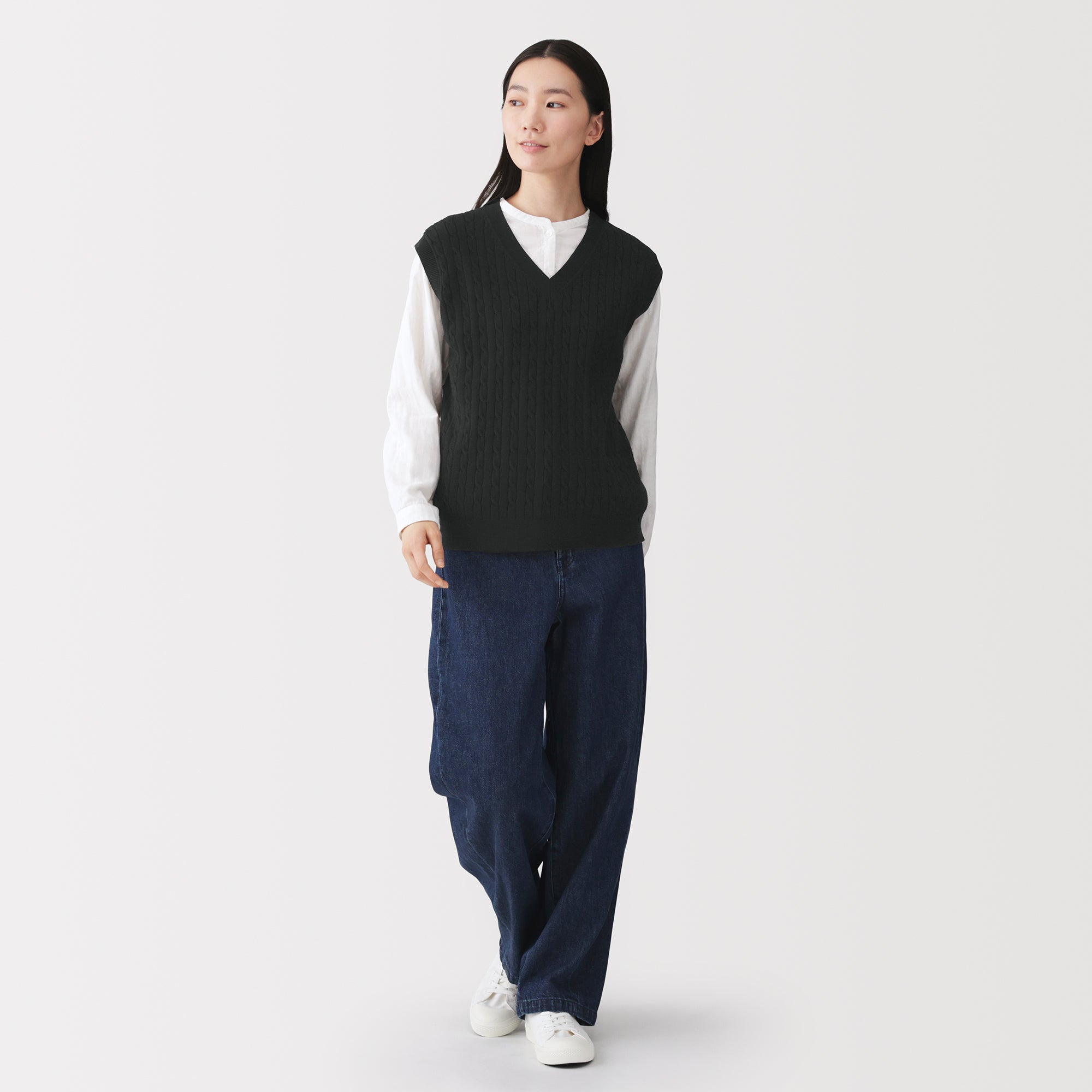 Cotton Blend Cable Vest