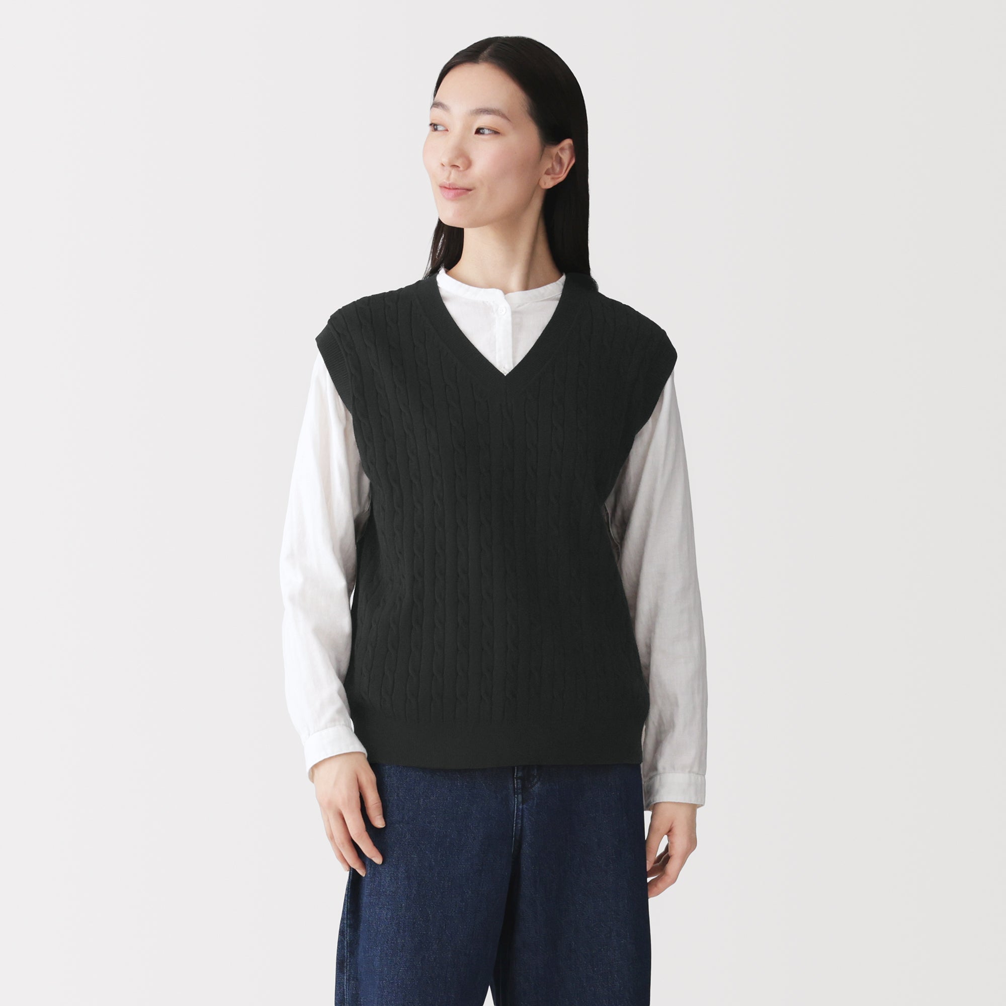 Cotton Blend Cable Vest
