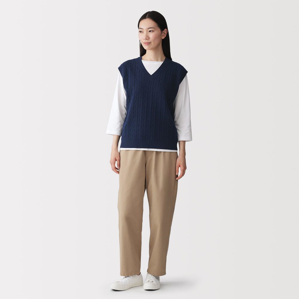Cotton Blend Cable Vest
