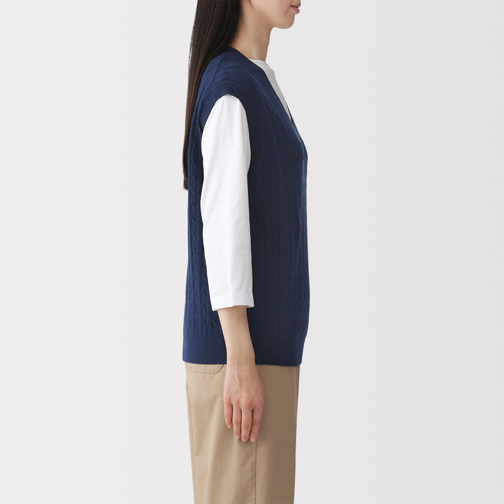 Cotton Blend Cable Vest