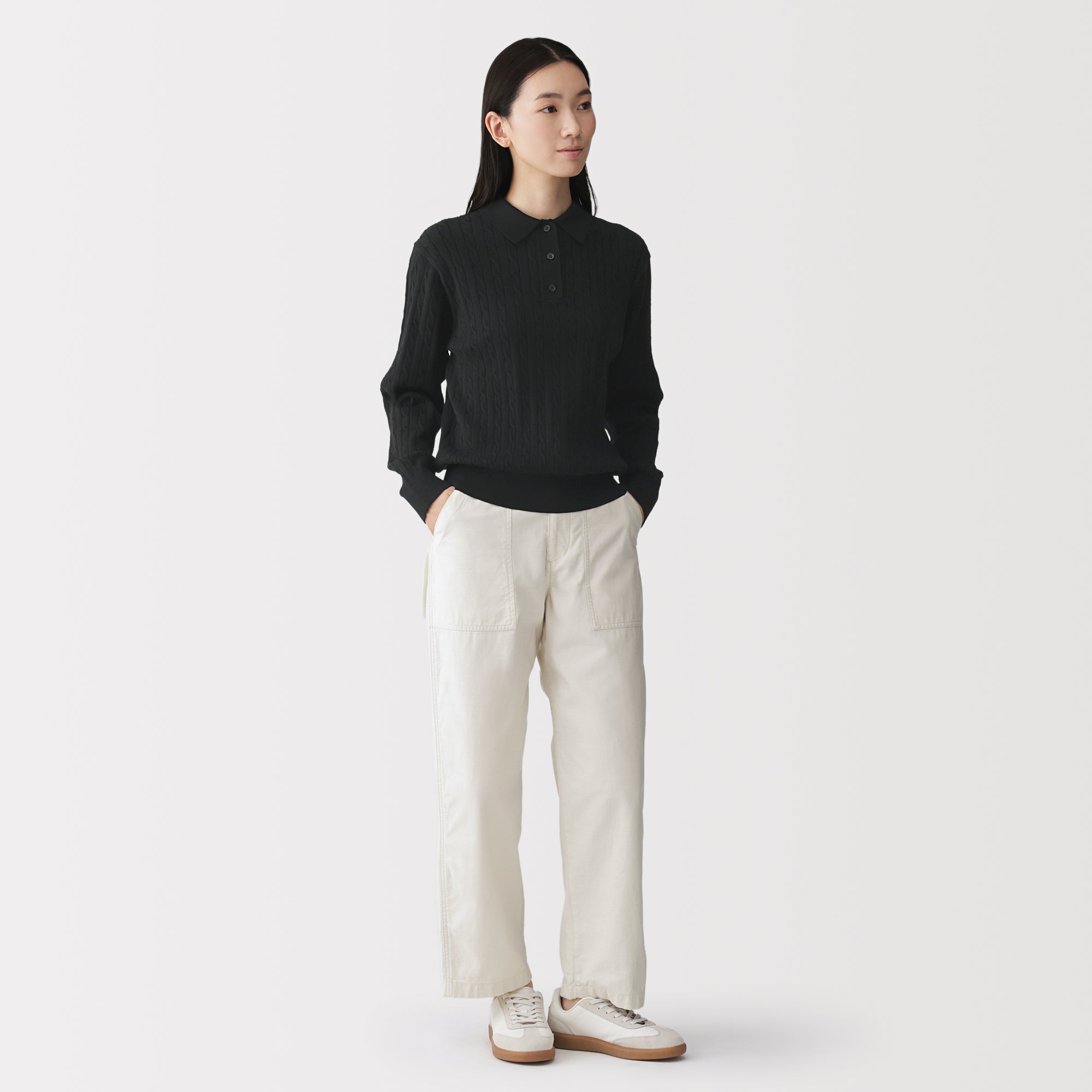 Cotton Blend Polo Sweater
