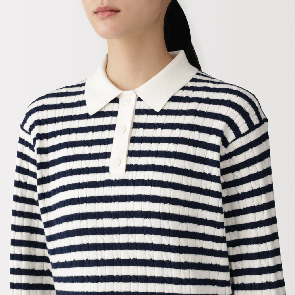 Cotton Blend Polo Sweater