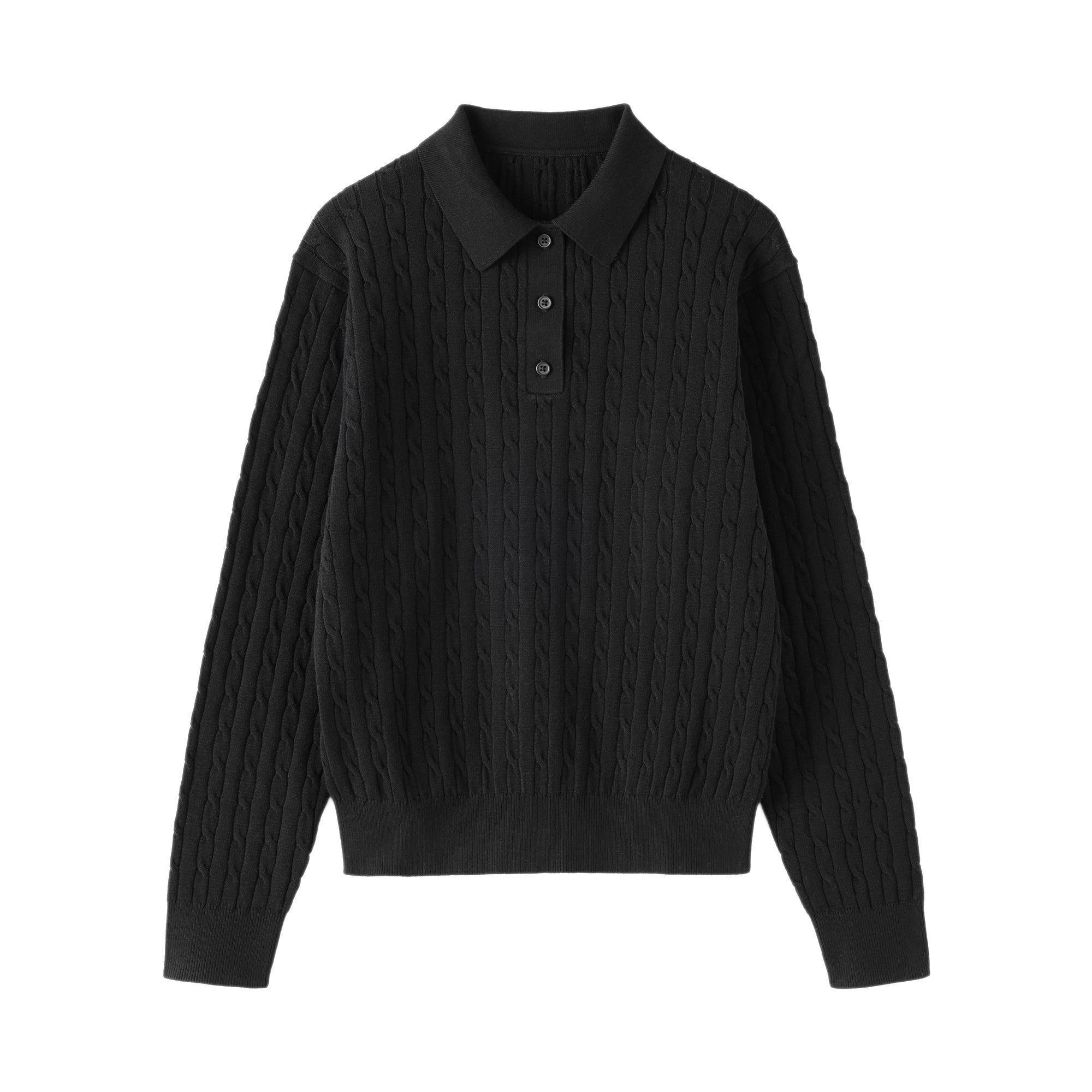 Cotton Blend Polo Sweater