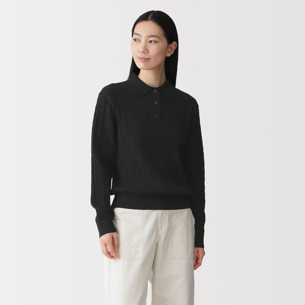 Cotton Blend Polo Sweater