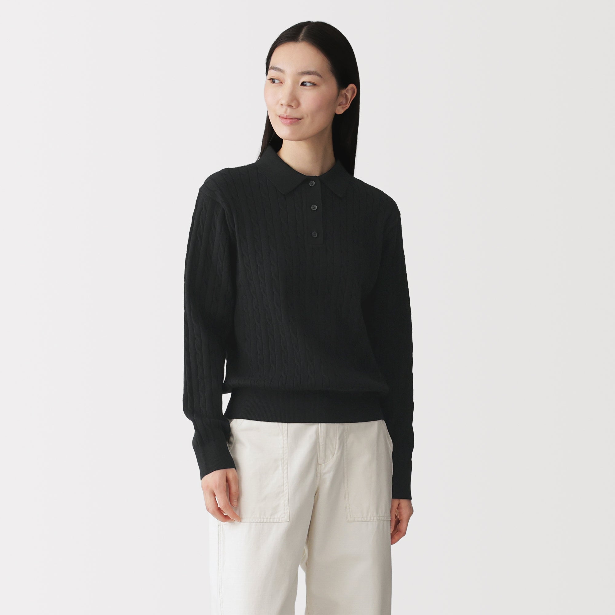 Cotton Blend Polo Sweater