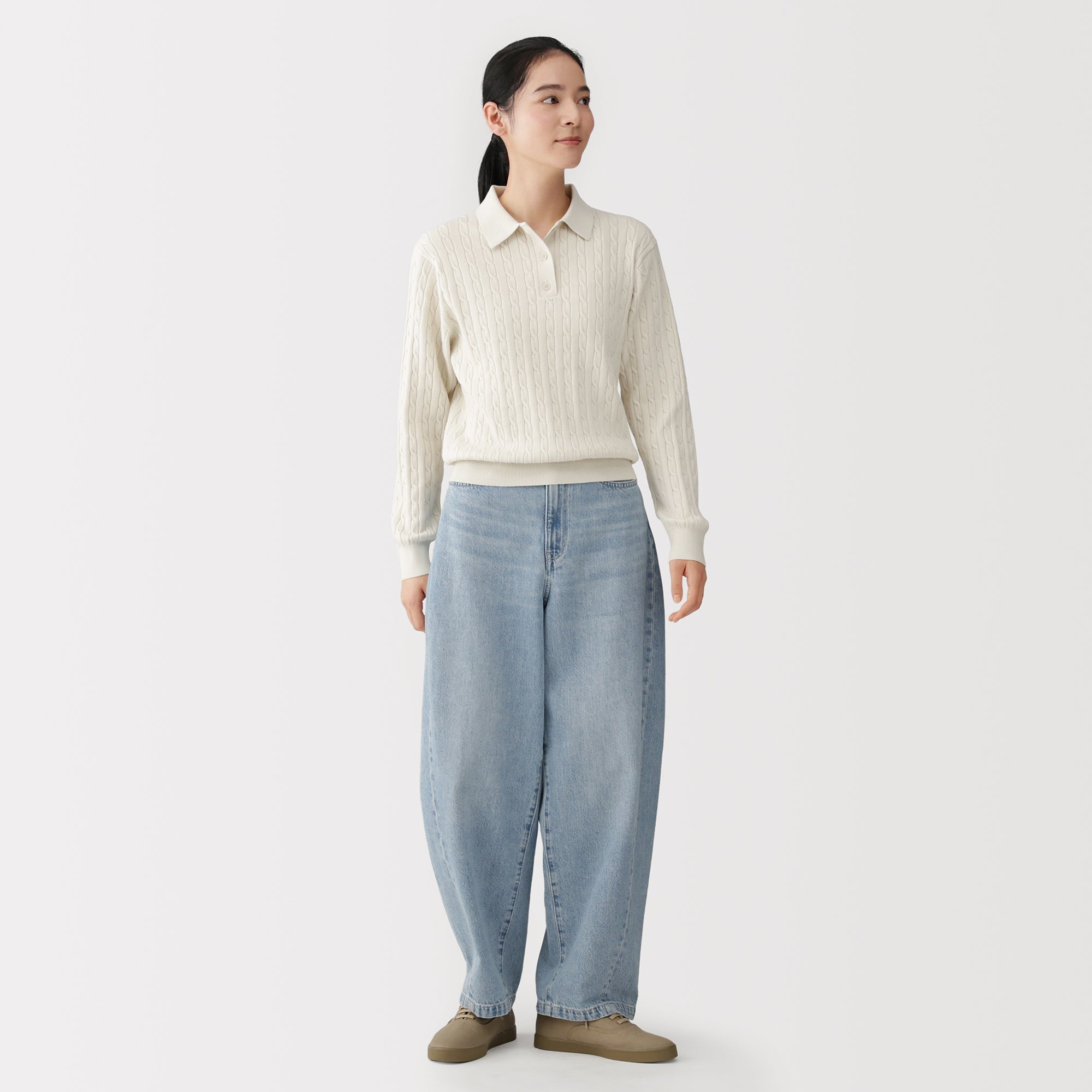 Cotton Blend Polo Sweater