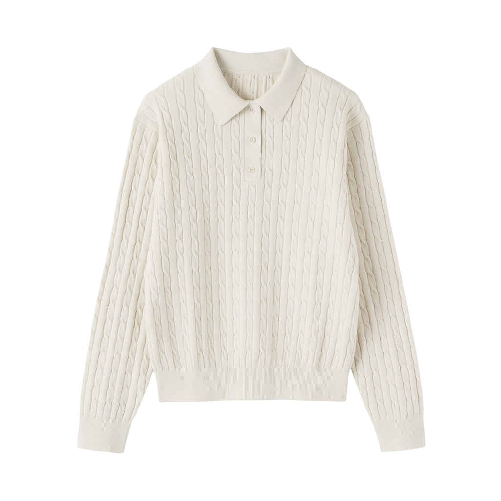 Cotton Blend Polo Sweater