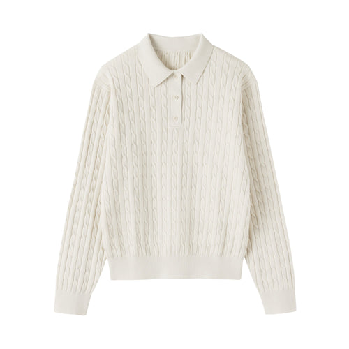Cotton Blend Polo Sweater