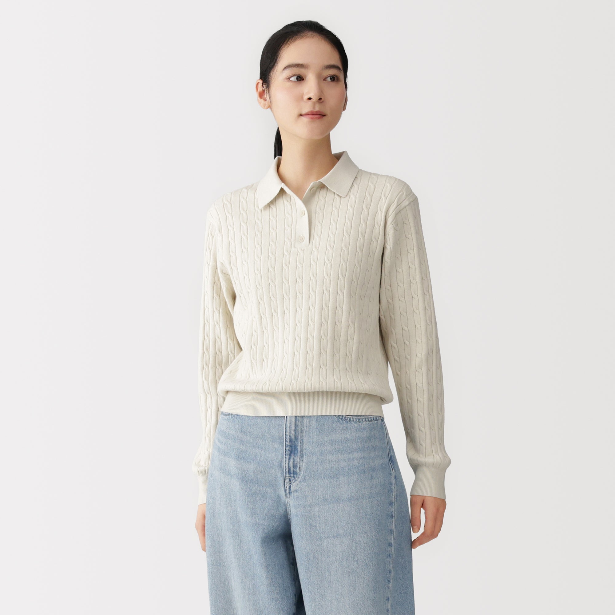Cotton Blend Polo Sweater