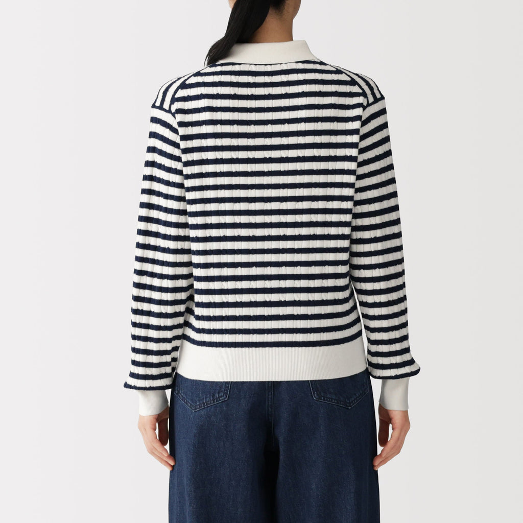 Cotton Blend Polo Sweater