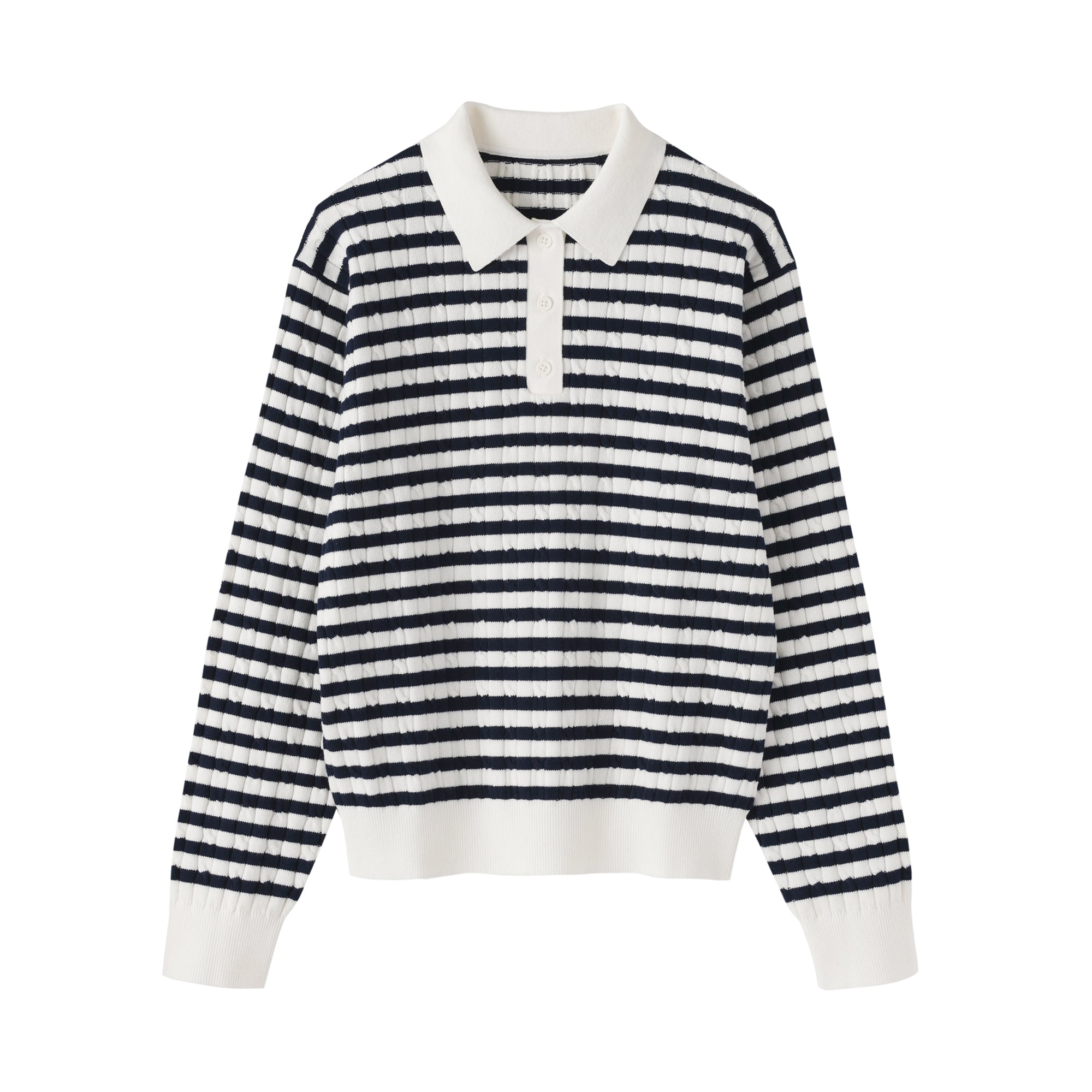 Cotton Blend Polo Sweater
