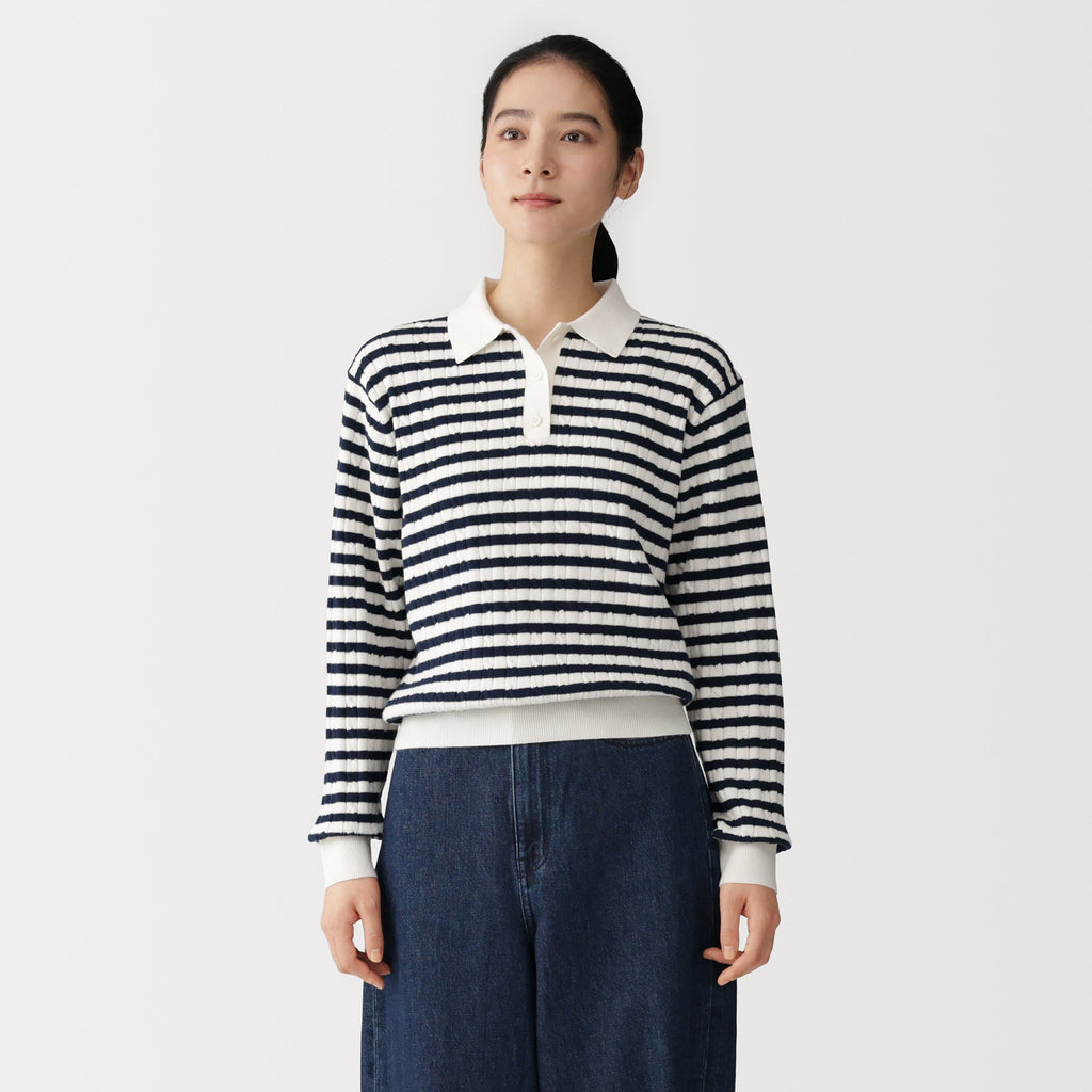 Cotton Blend Polo Sweater