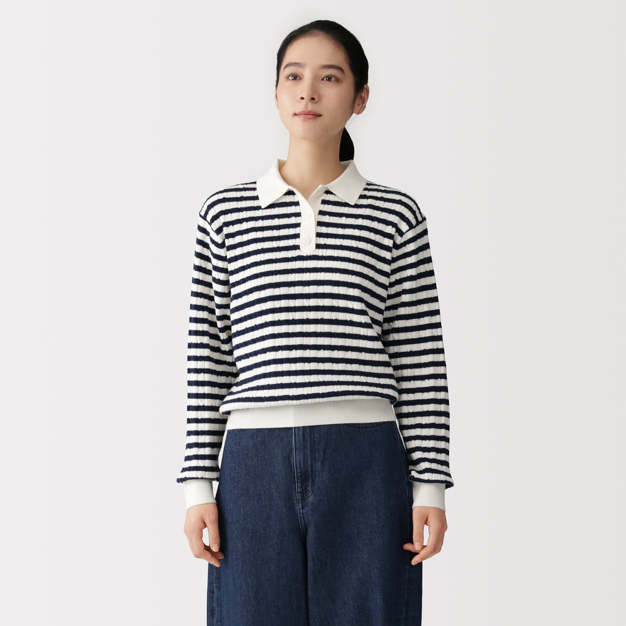 Cotton Blend Polo Sweater