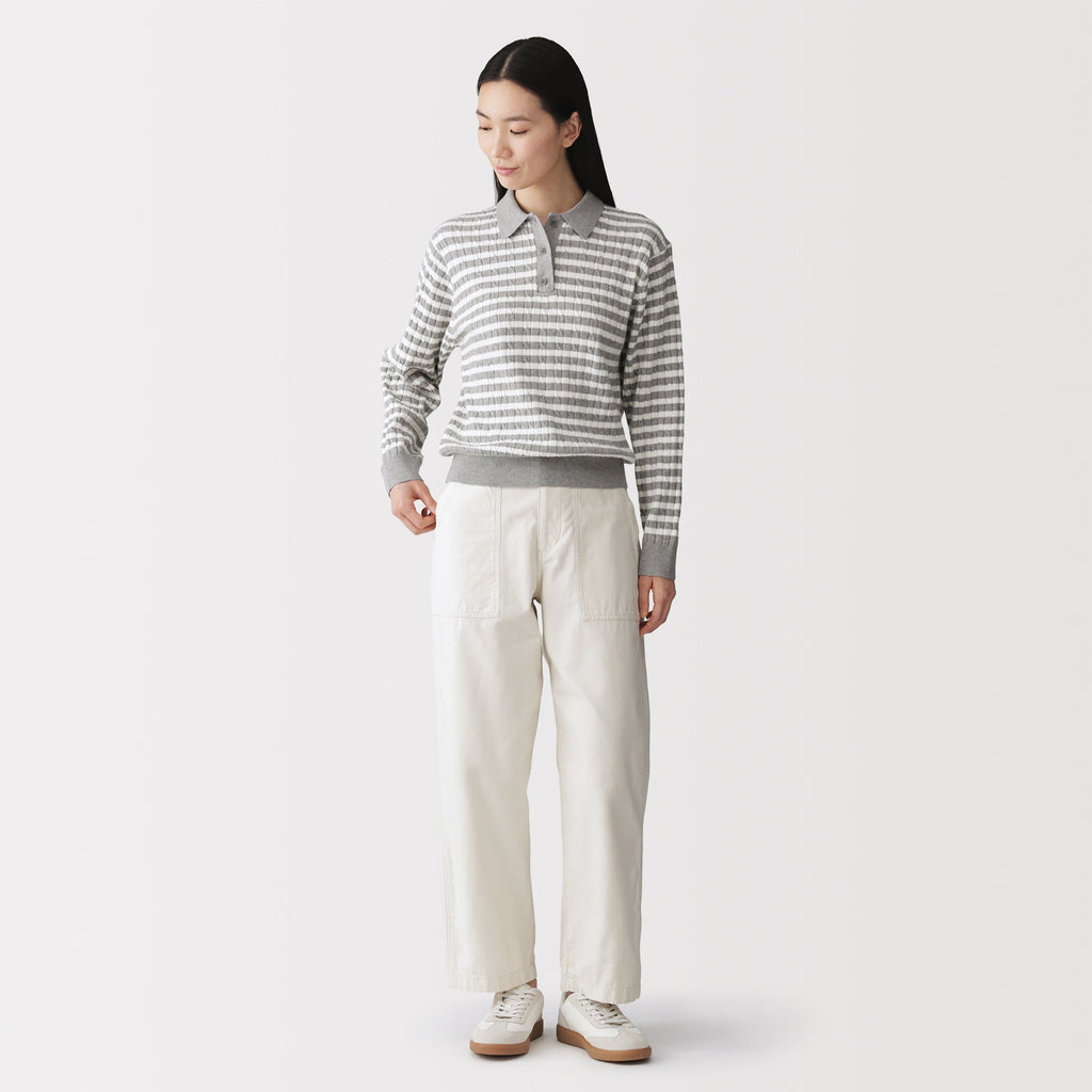 Cotton Blend Polo Sweater