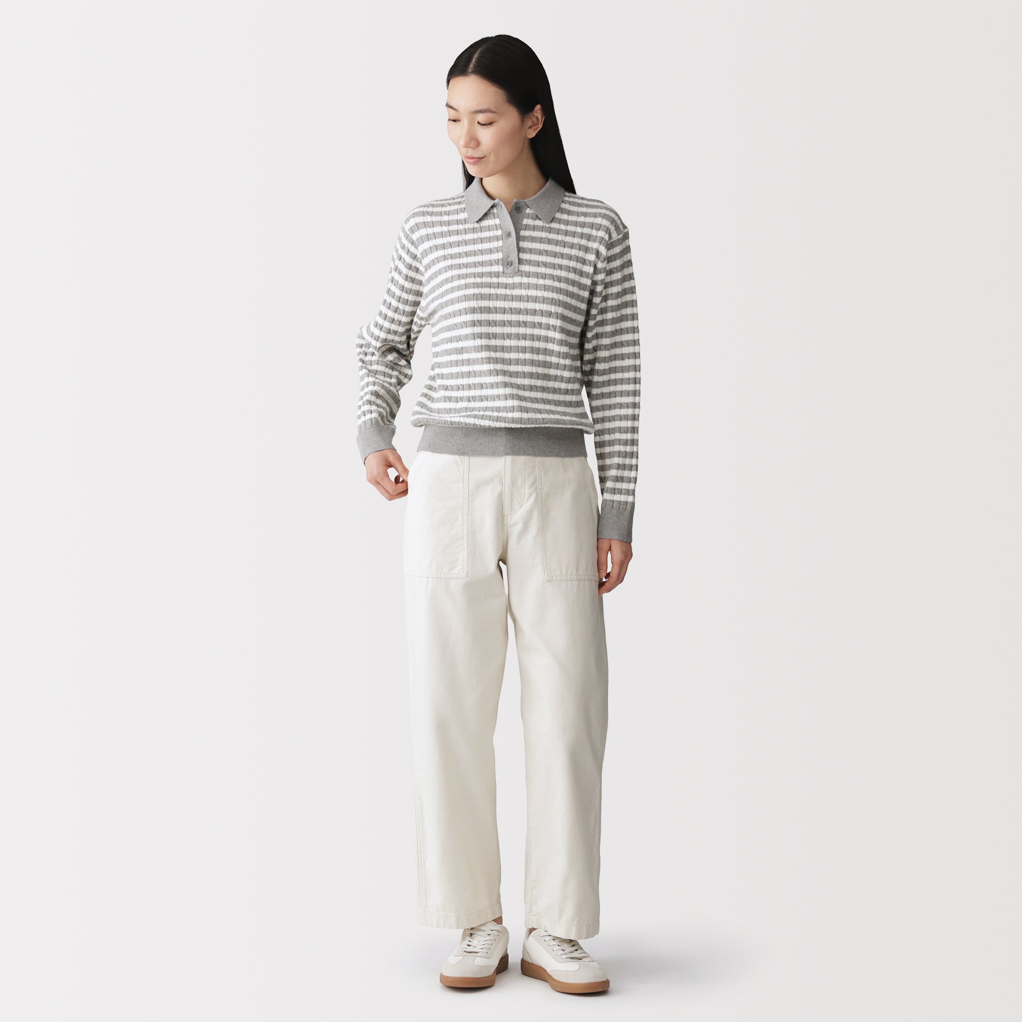 Cotton Blend Polo Sweater